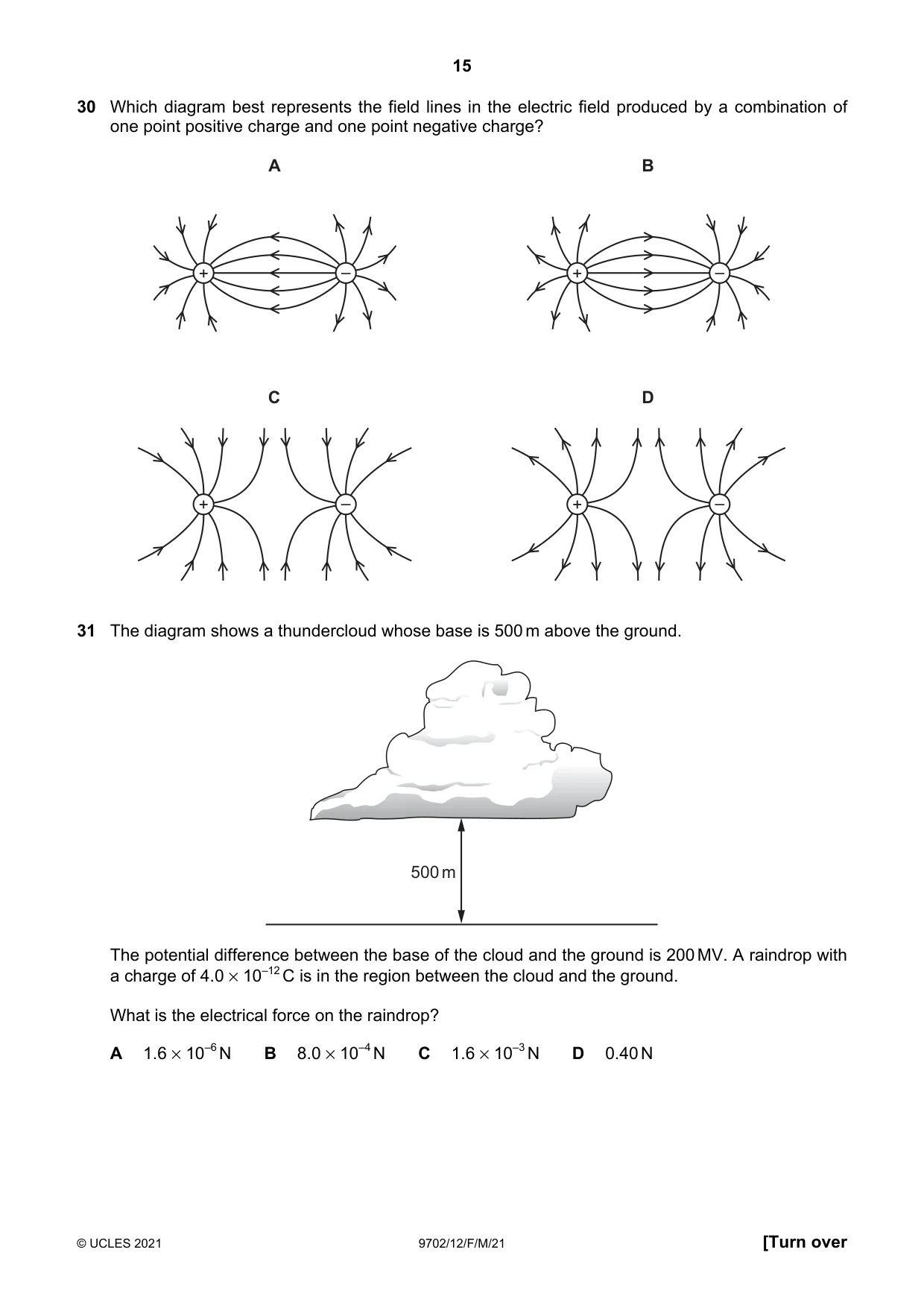 Cambridge A Level Physics 9702 2021 Feb/March Paper 1 · Variant 2 question paper, page 15 of 20