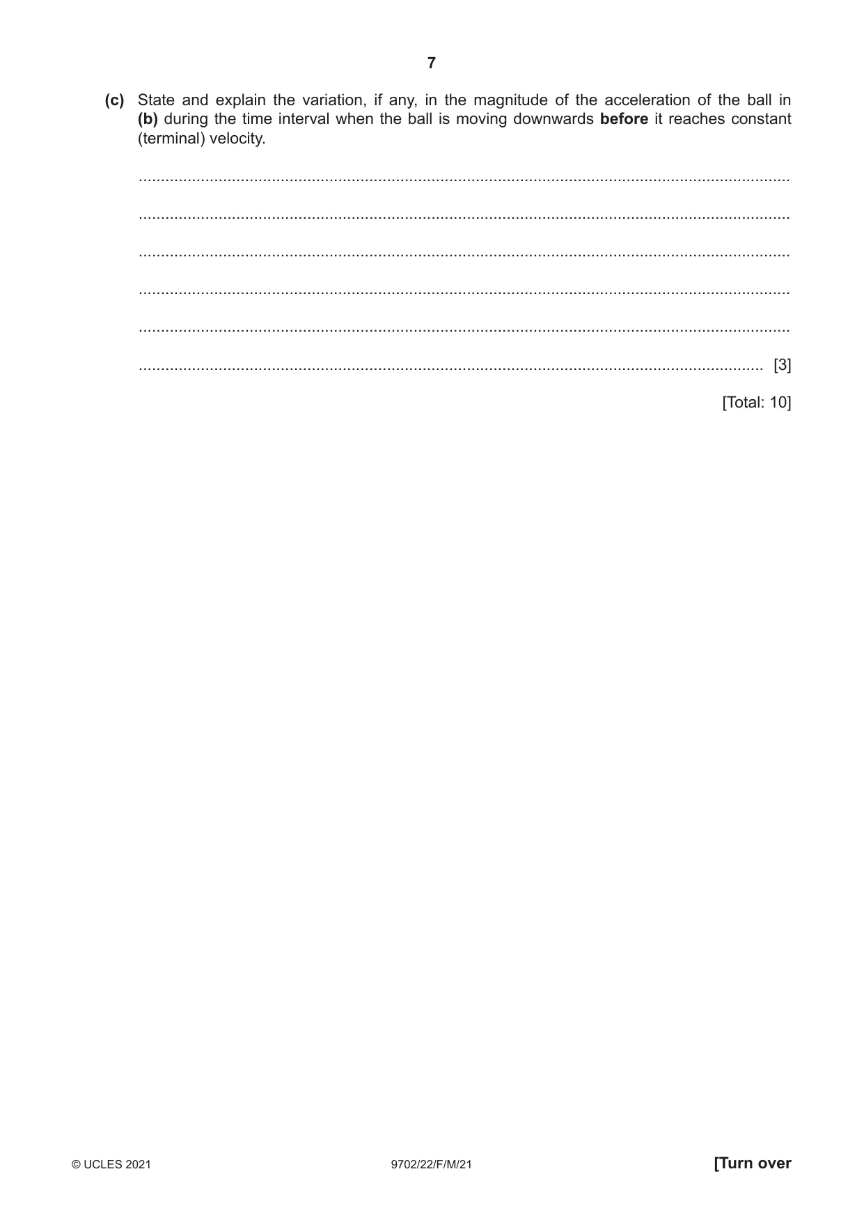 Cambridge A Level Physics 9702 2021 Feb/March Paper 2 · Variant 2 question paper, page 7 of 20