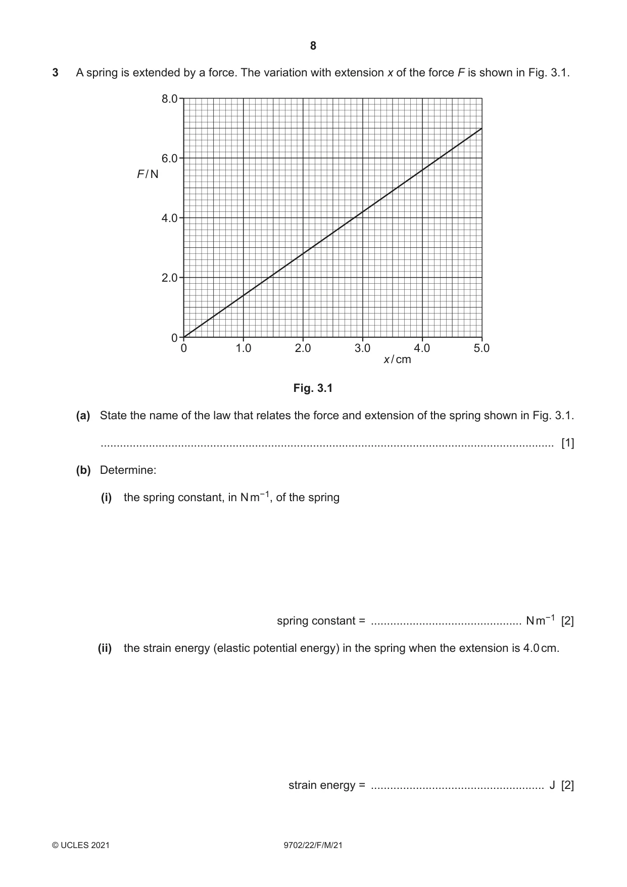 Cambridge A Level Physics 9702 2021 Feb/March Paper 2 · Variant 2 question paper, page 8 of 20