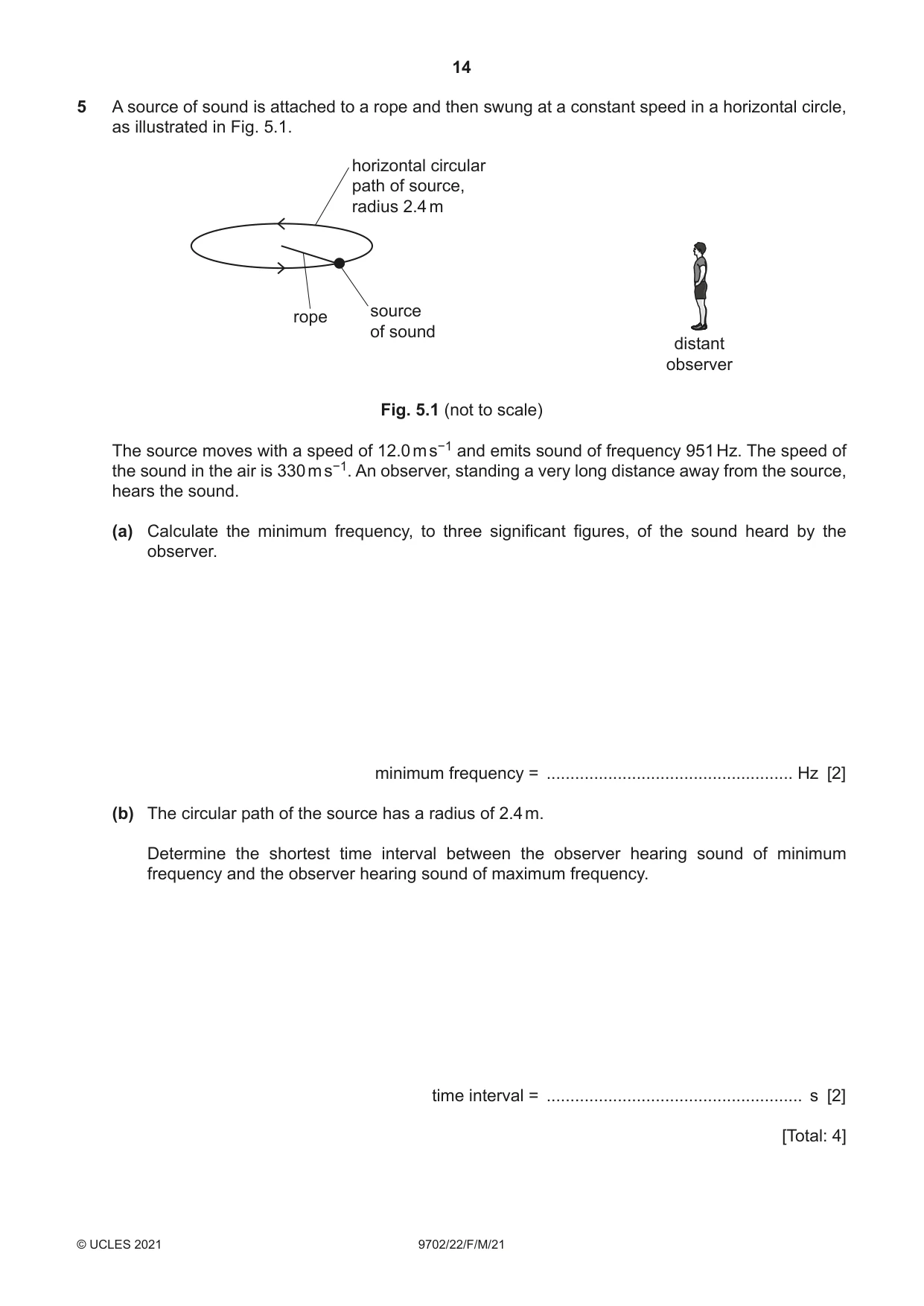 Cambridge A Level Physics 9702 2021 Feb/March Paper 2 · Variant 2 question paper, page 14 of 20