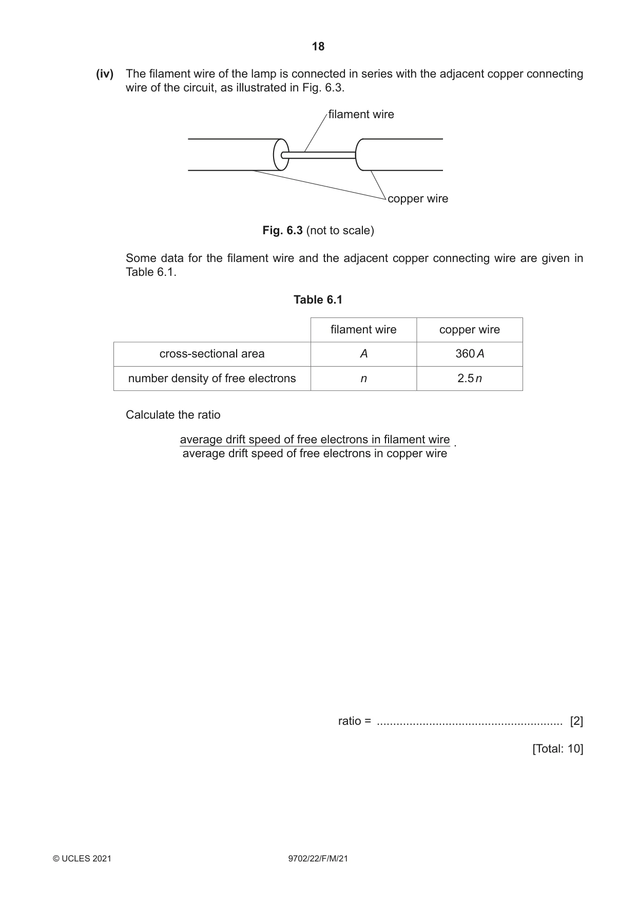 Cambridge A Level Physics 9702 2021 Feb/March Paper 2 · Variant 2 question paper, page 18 of 20