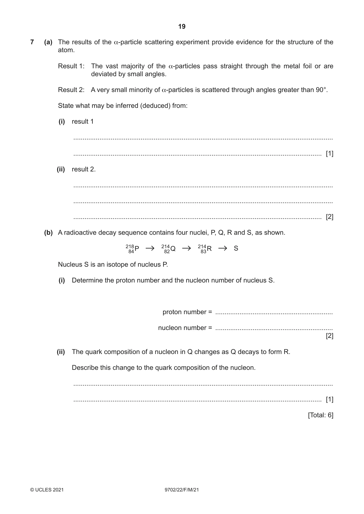 Cambridge A Level Physics 9702 2021 Feb/March Paper 2 · Variant 2 question paper, page 19 of 20