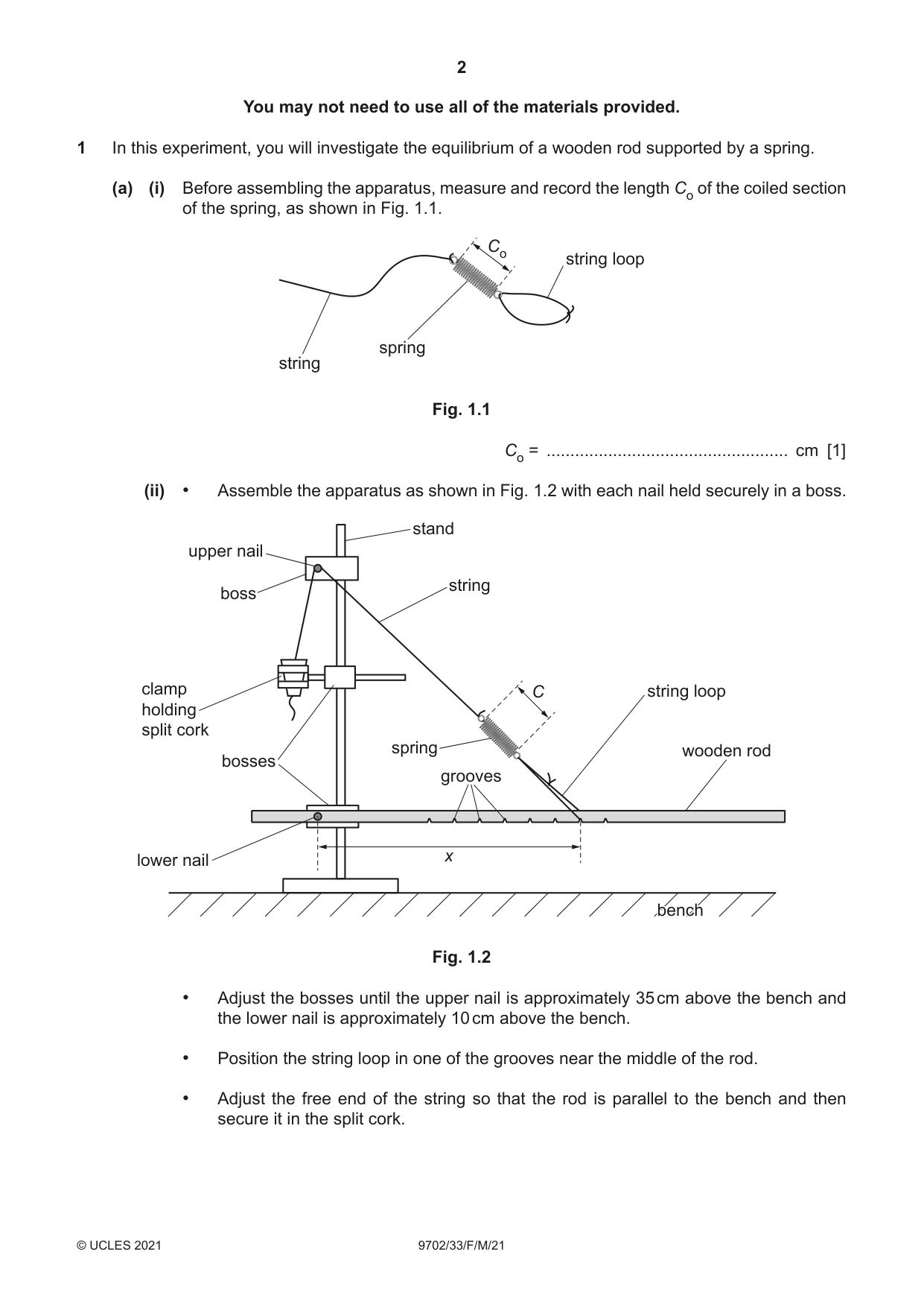 Cambridge A Level Physics 9702 2021 Feb/March Paper 3 · Variant 3 question paper, page 2 of 12