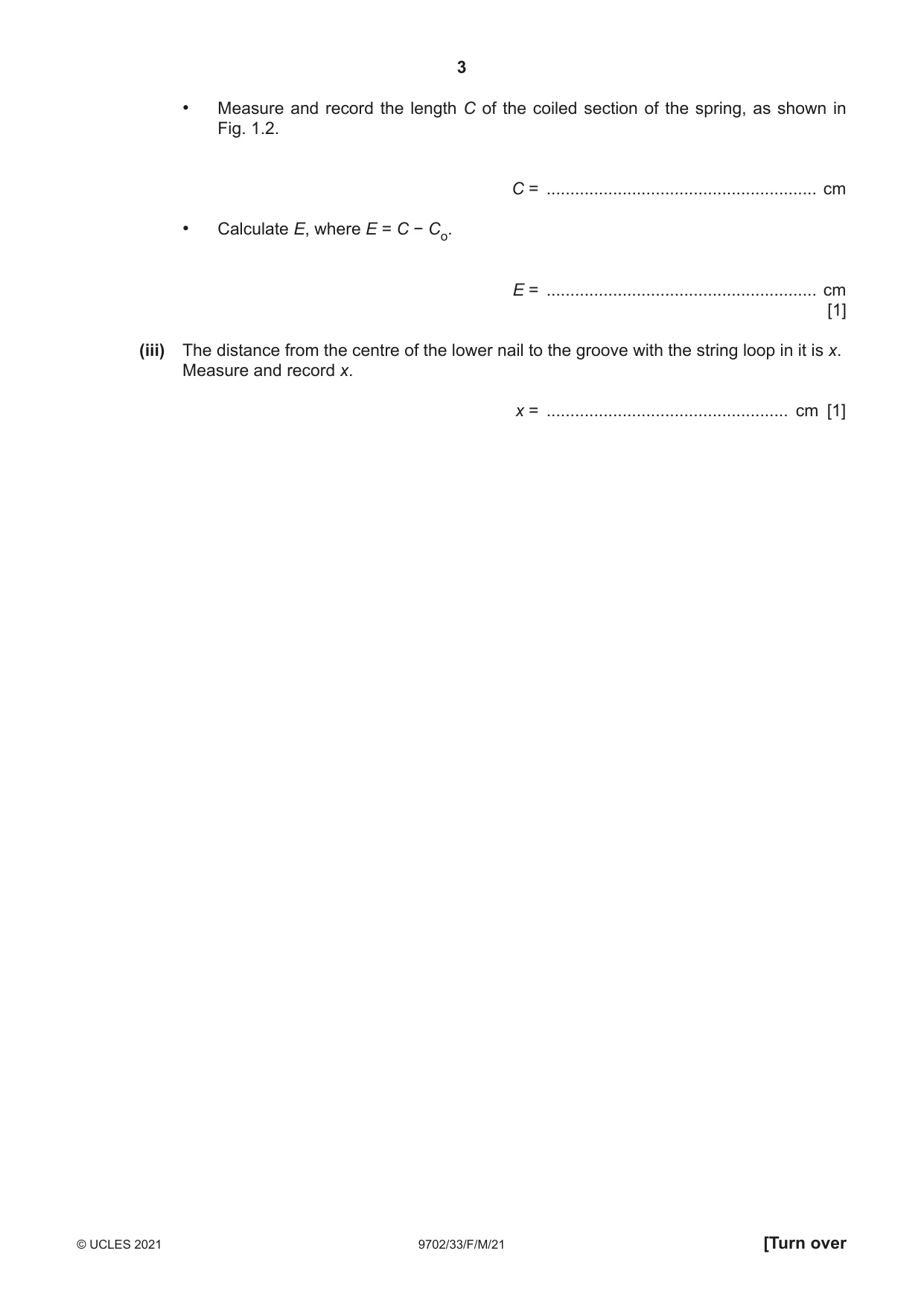 Cambridge A Level Physics 9702 2021 Feb/March Paper 3 · Variant 3 question paper, page 3 of 12