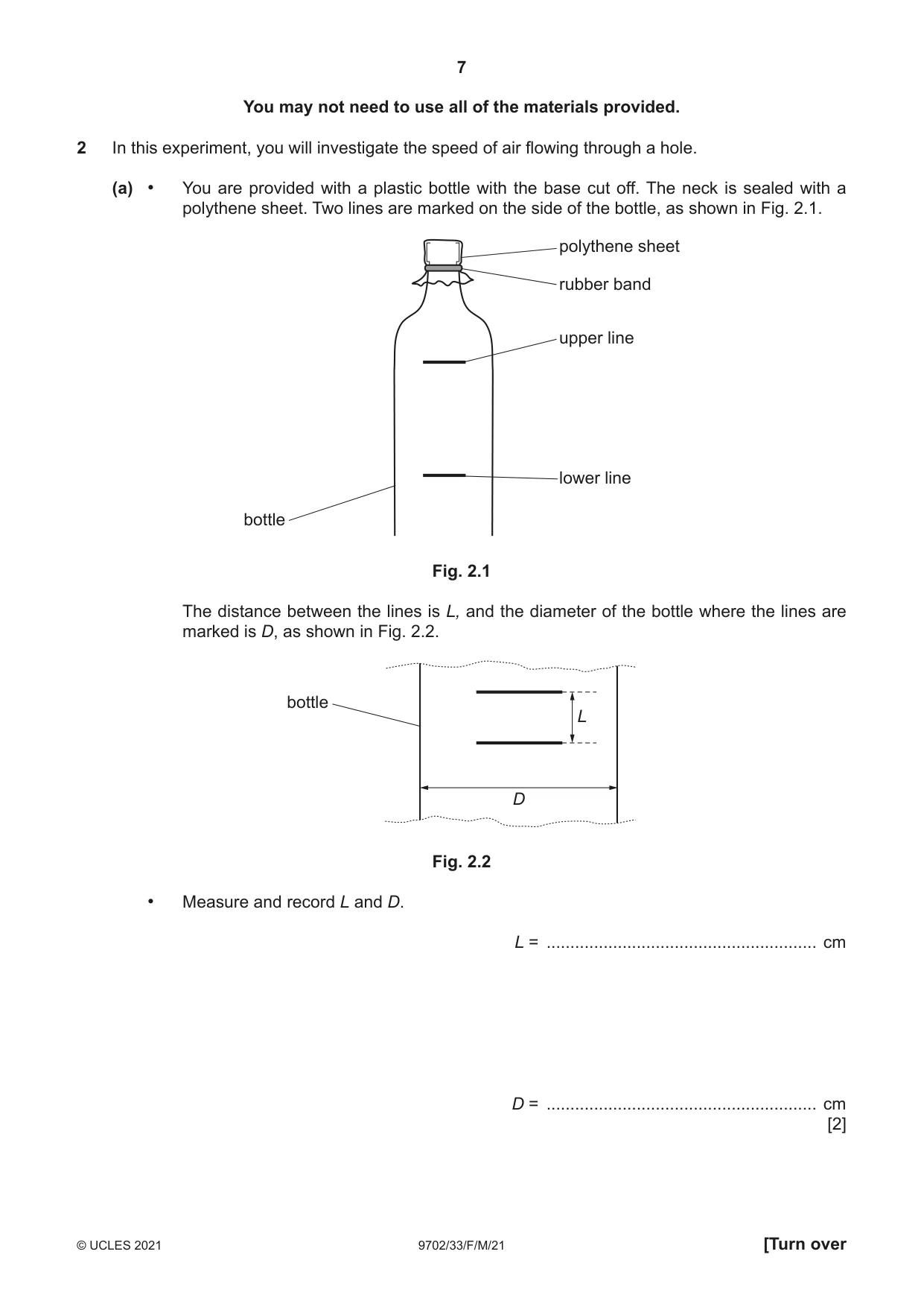 Cambridge A Level Physics 9702 2021 Feb/March Paper 3 · Variant 3 question paper, page 7 of 12