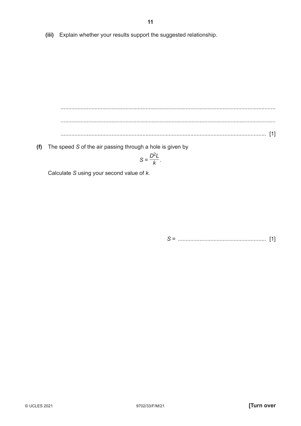 Cambridge A Level Physics 9702 2021 Feb/March Paper 3 · Variant 3 question paper, page 11 of 12