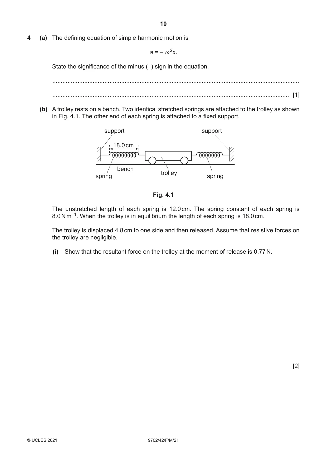 Cambridge A Level Physics 9702 2021 Feb/March Paper 4 · Variant 2 question paper, page 10 of 28