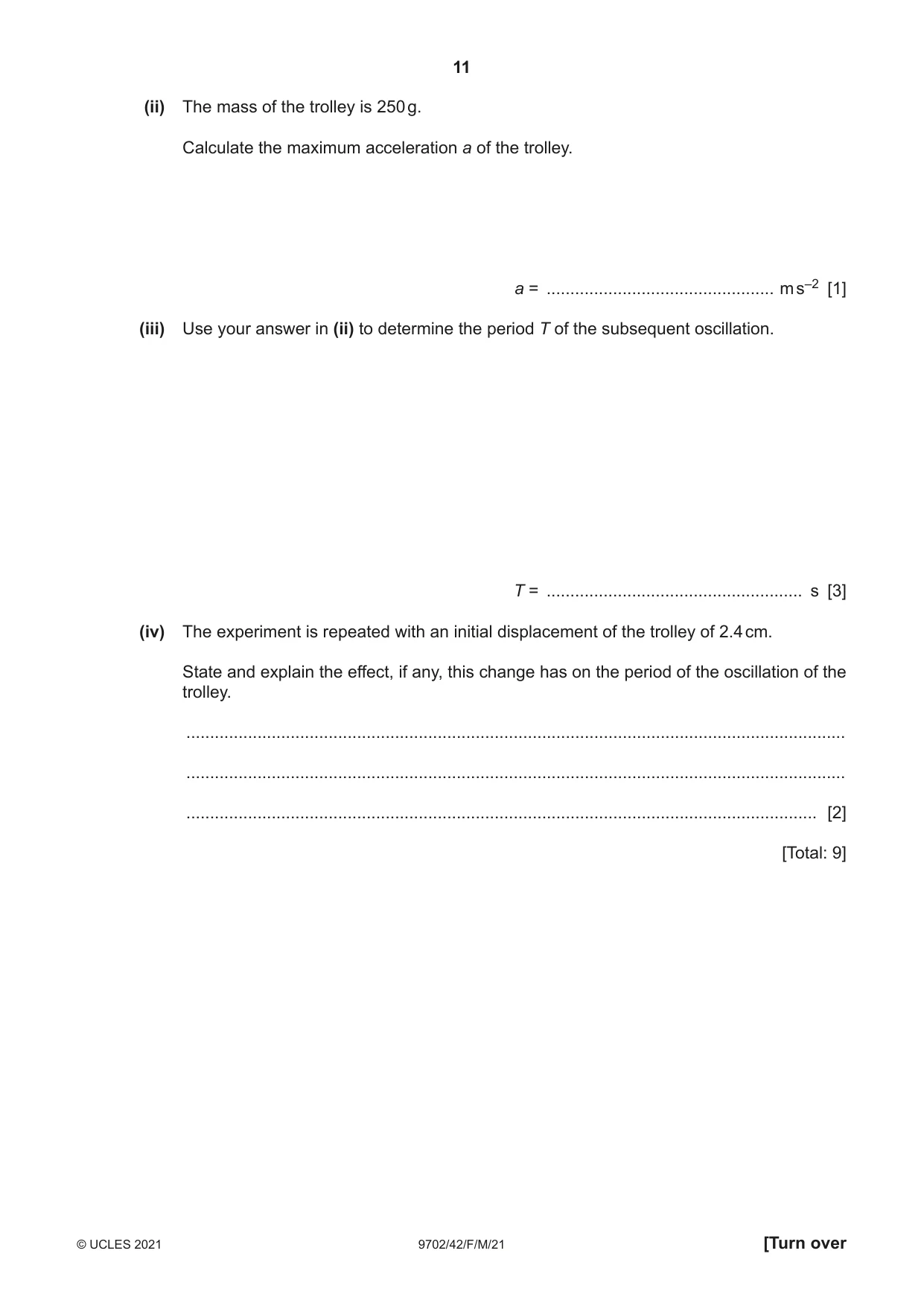 Cambridge A Level Physics 9702 2021 Feb/March Paper 4 · Variant 2 question paper, page 11 of 28