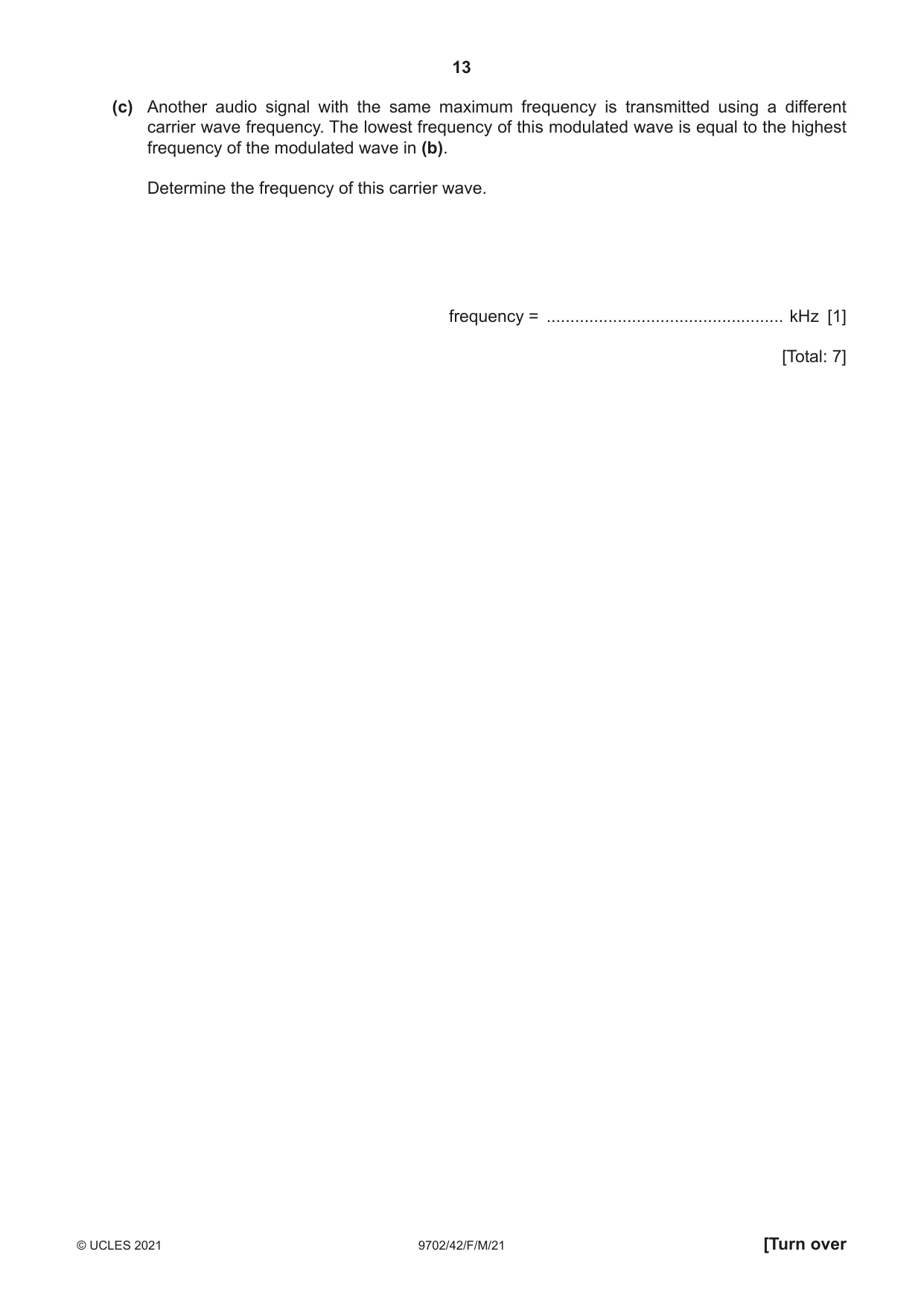 Cambridge A Level Physics 9702 2021 Feb/March Paper 4 · Variant 2 question paper, page 13 of 28