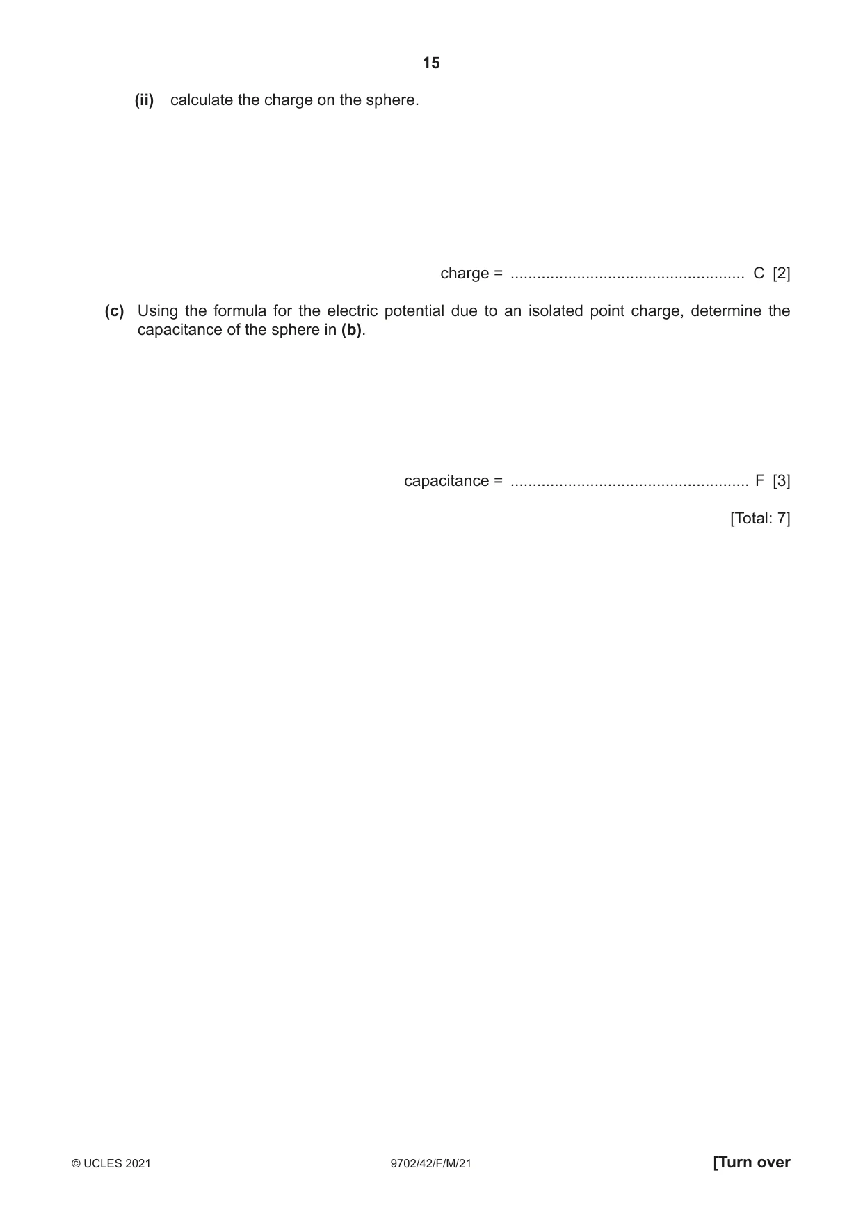 Cambridge A Level Physics 9702 2021 Feb/March Paper 4 · Variant 2 question paper, page 15 of 28
