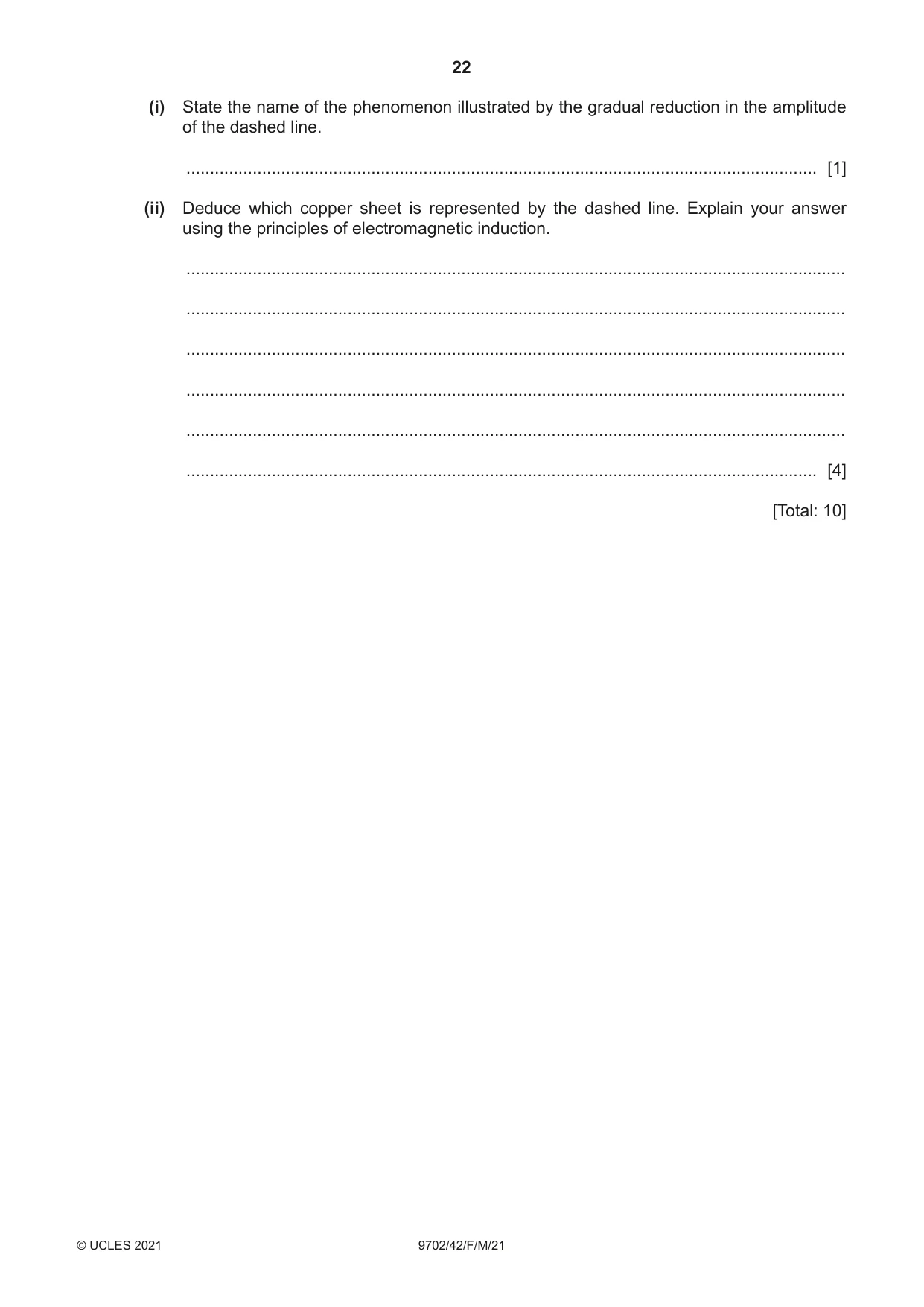 Cambridge A Level Physics 9702 2021 Feb/March Paper 4 · Variant 2 question paper, page 22 of 28