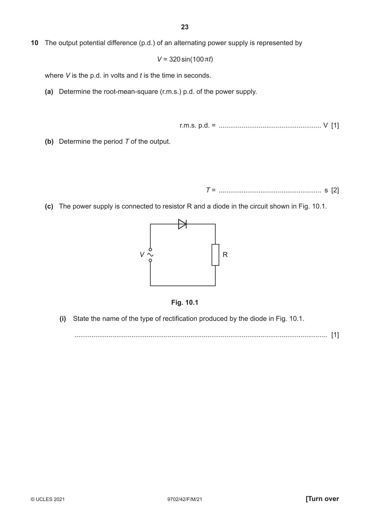 Cambridge A Level Physics 9702 2021 Feb/March Paper 4 · Variant 2 question paper, page 23 of 28