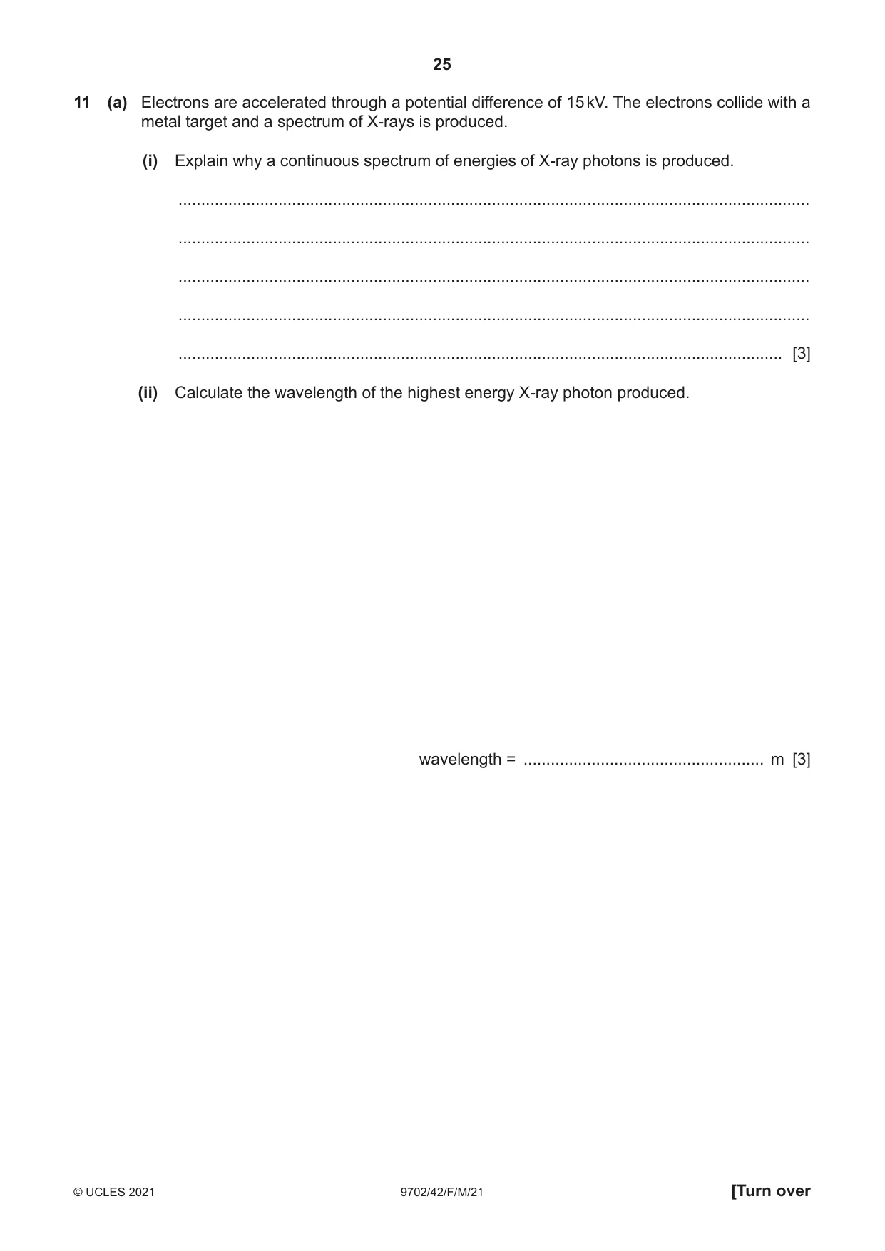 Cambridge A Level Physics 9702 2021 Feb/March Paper 4 · Variant 2 question paper, page 25 of 28