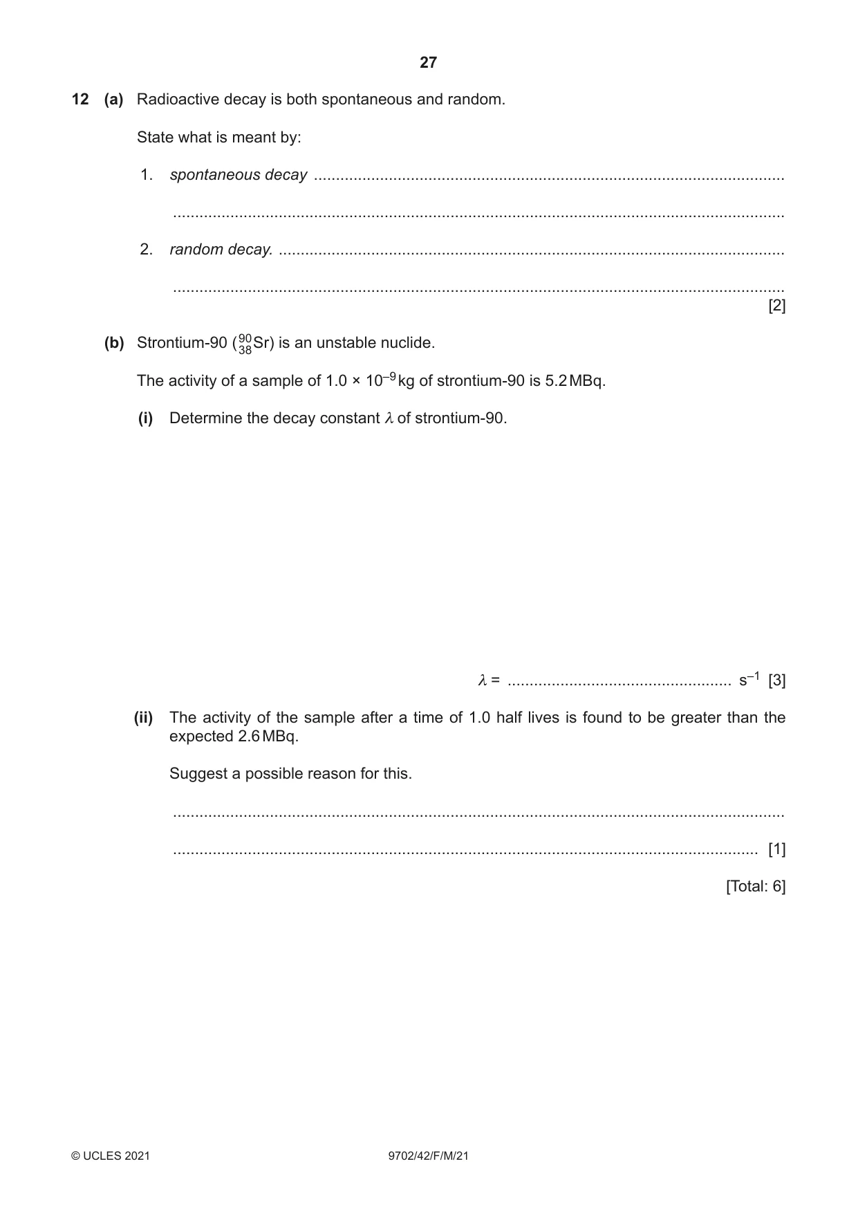 Cambridge A Level Physics 9702 2021 Feb/March Paper 4 · Variant 2 question paper, page 27 of 28