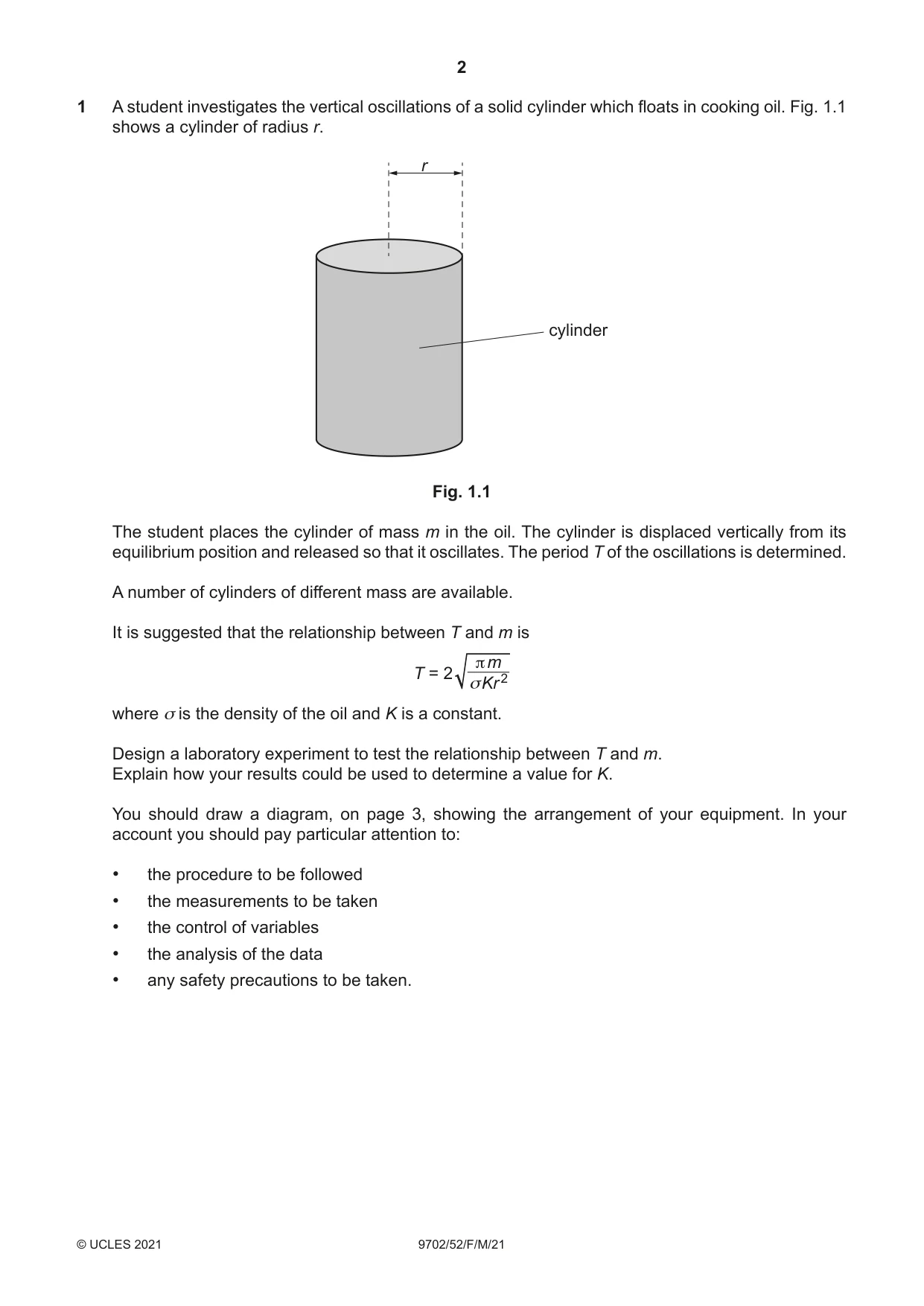Cambridge A Level Physics 9702 2021 Feb/March Paper 5 · Variant 2 question paper, page 2 of 12
