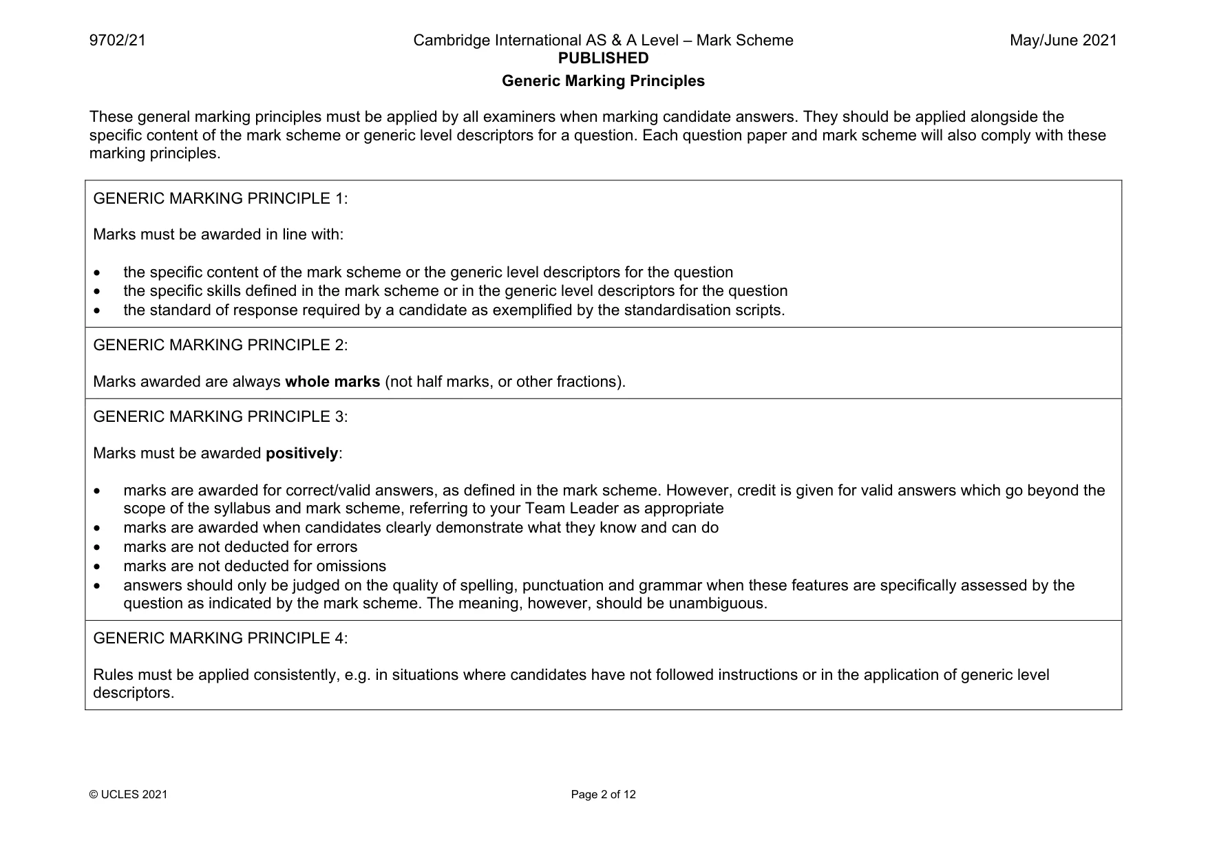 Mark scheme, page 2 of 12