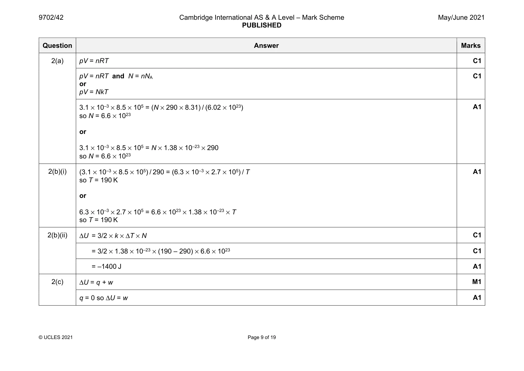 Mark scheme, page 9 of 19
