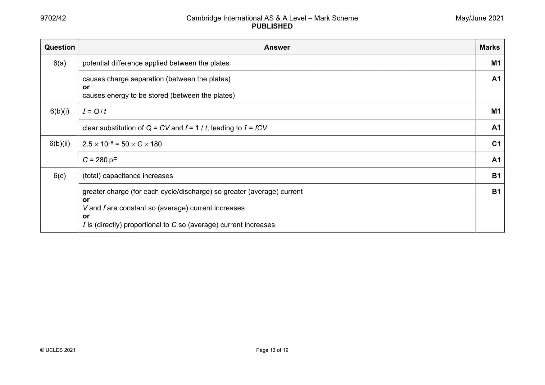 Mark scheme, page 13 of 19