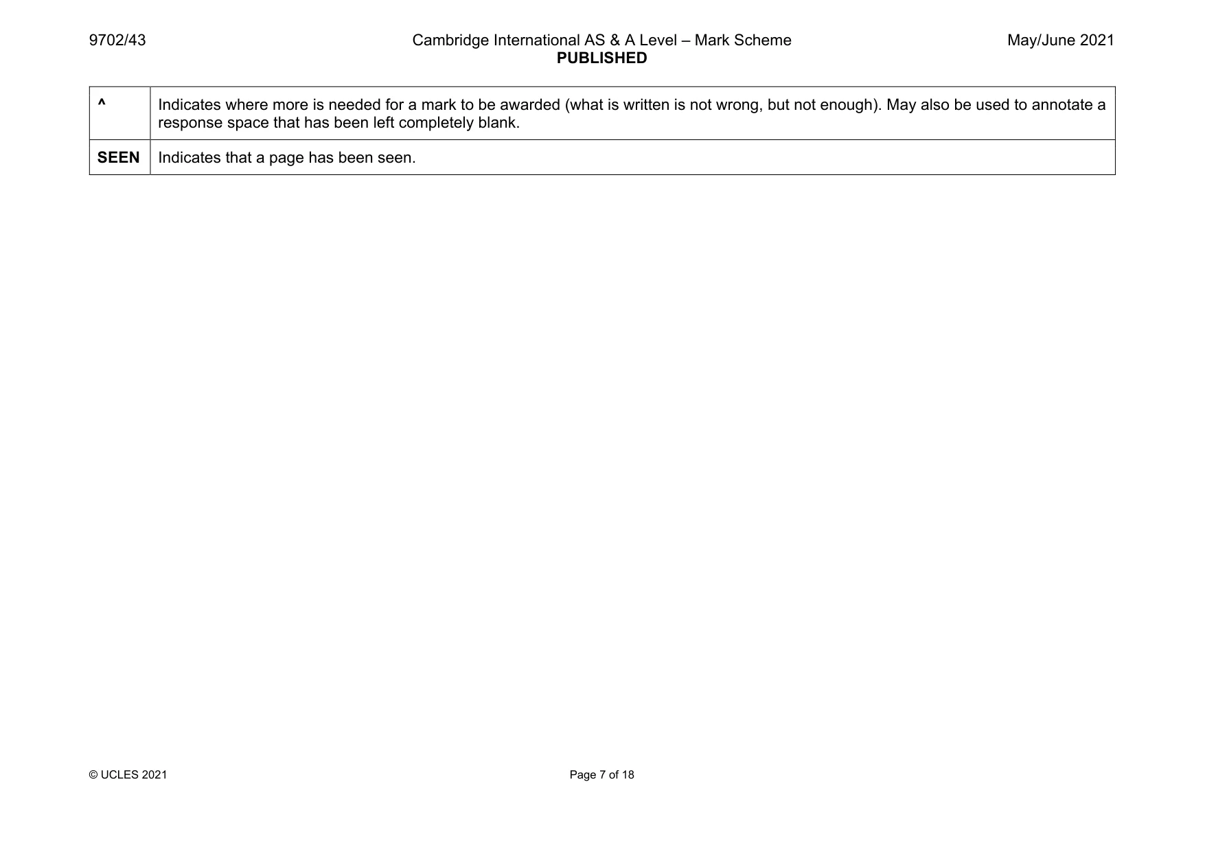 Mark scheme, page 7 of 18