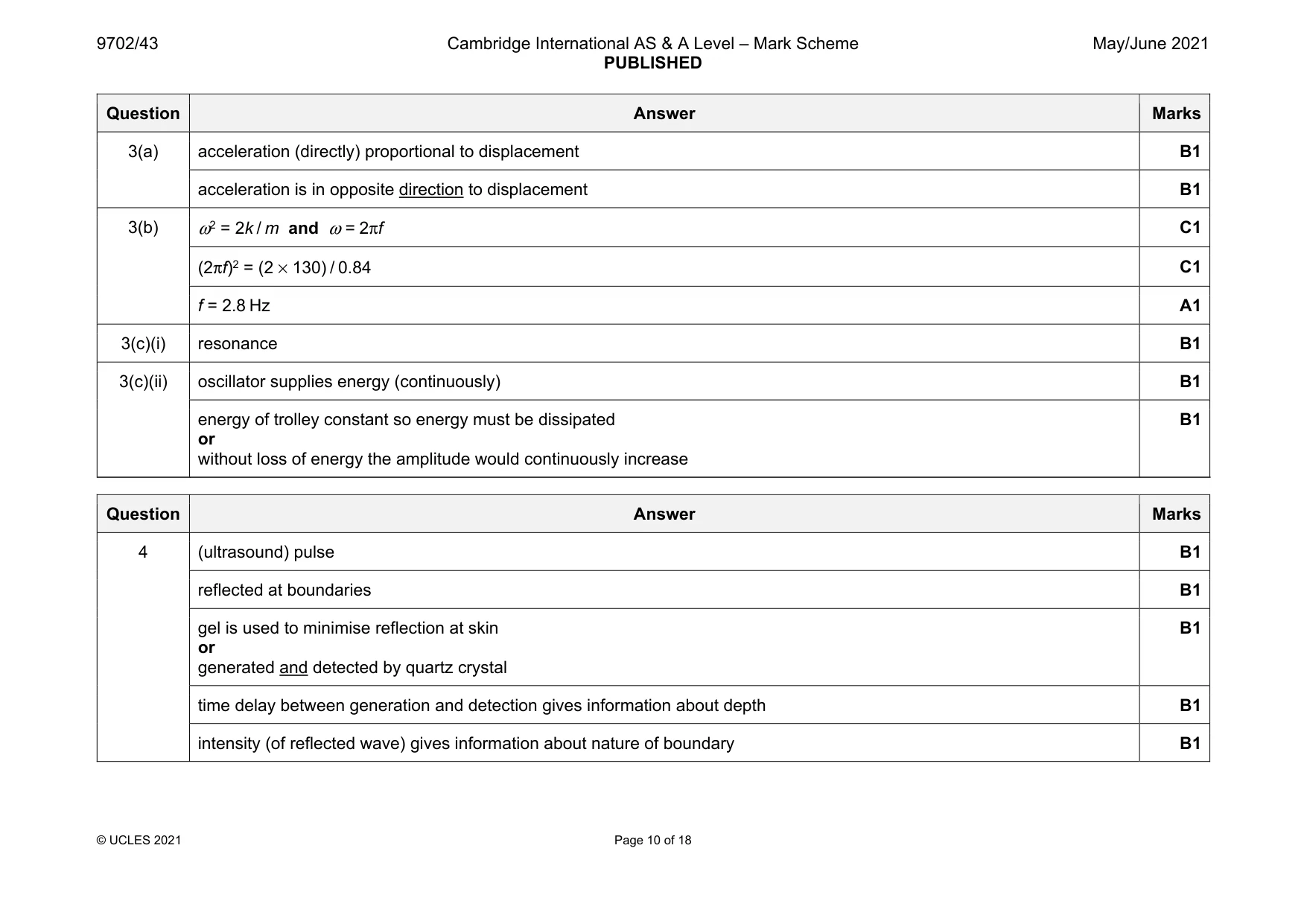 Mark scheme, page 10 of 18