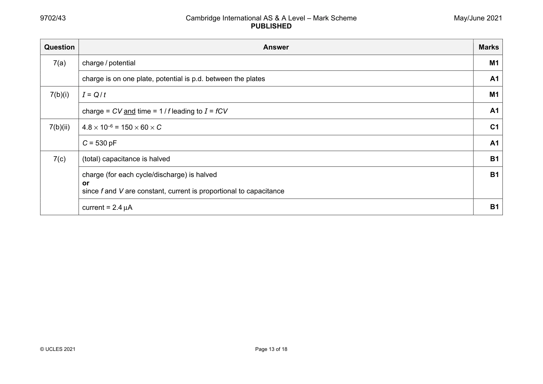 Mark scheme, page 13 of 18