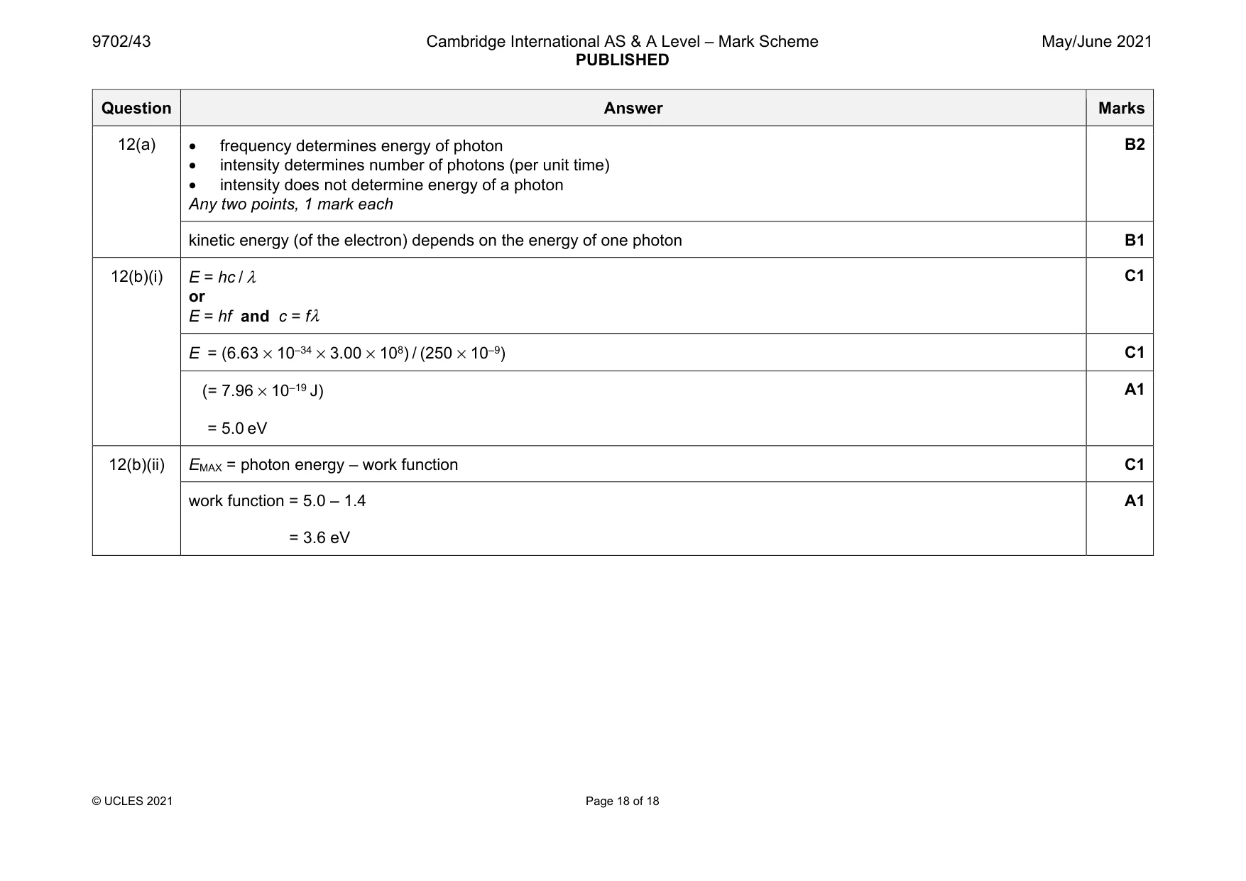 Mark scheme, page 18 of 18