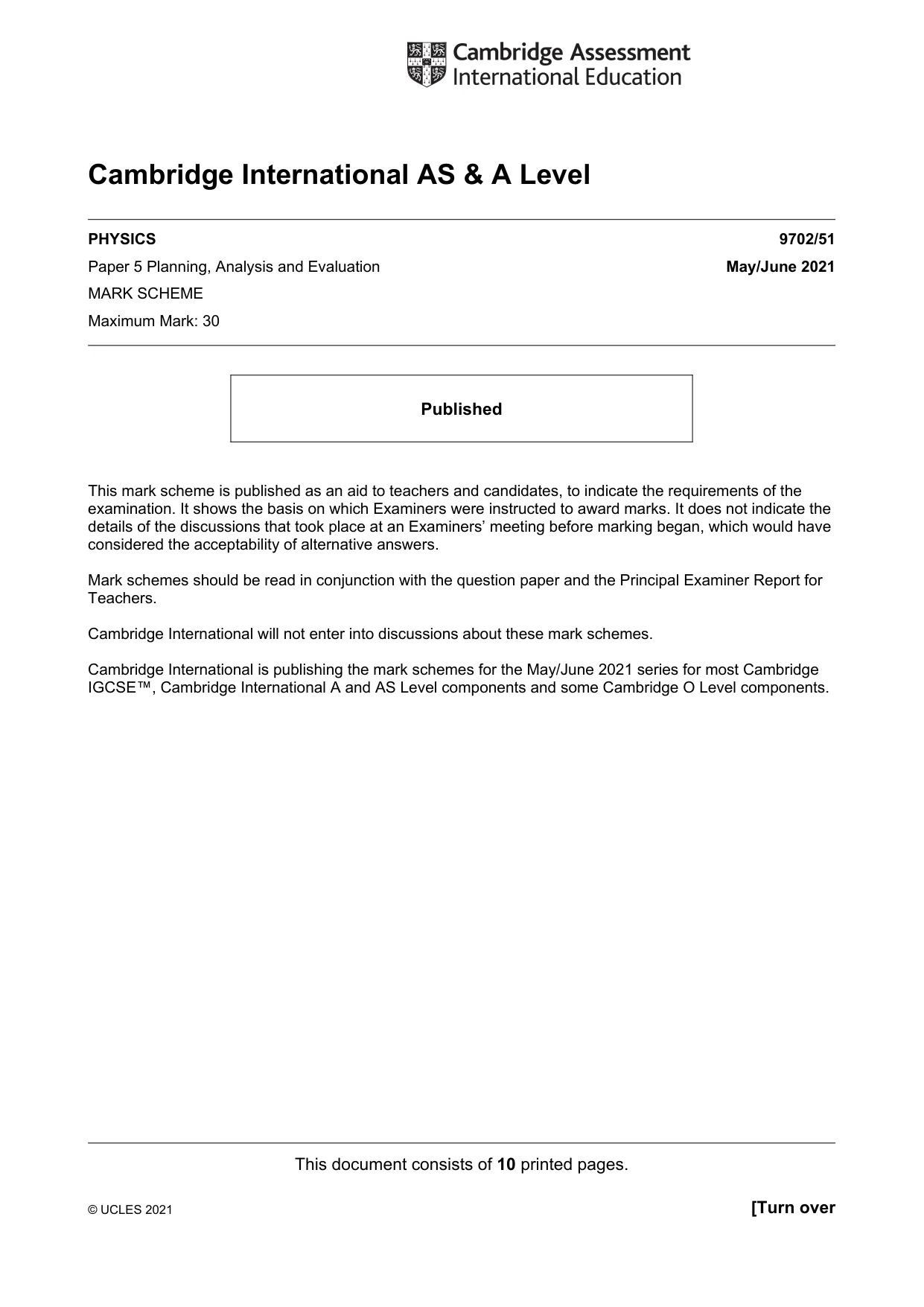 Mark scheme, page 1 of 10