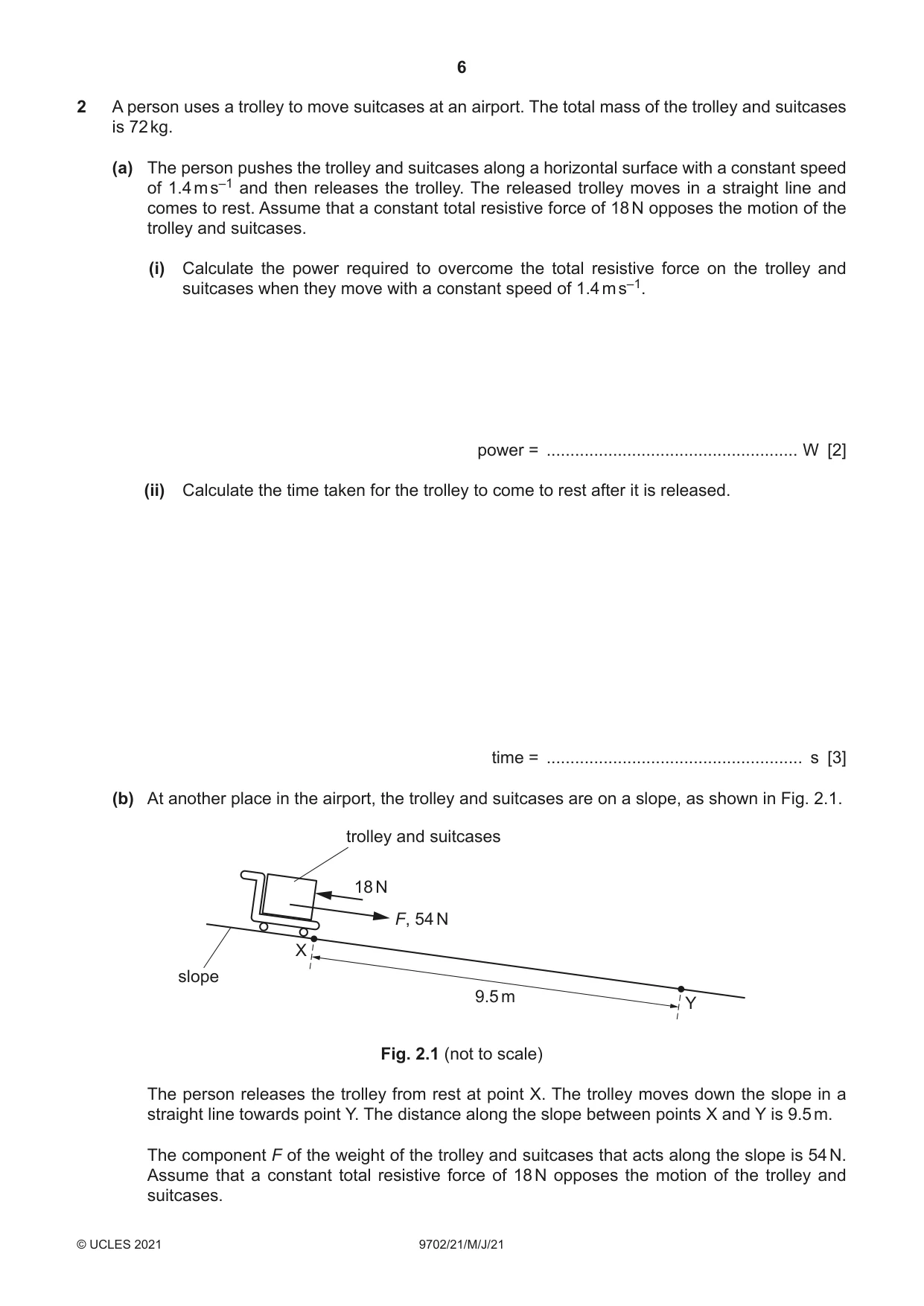 Cambridge A Level Physics 9702 2021 May/June Paper 2 · Variant 1 question paper, page 6 of 16