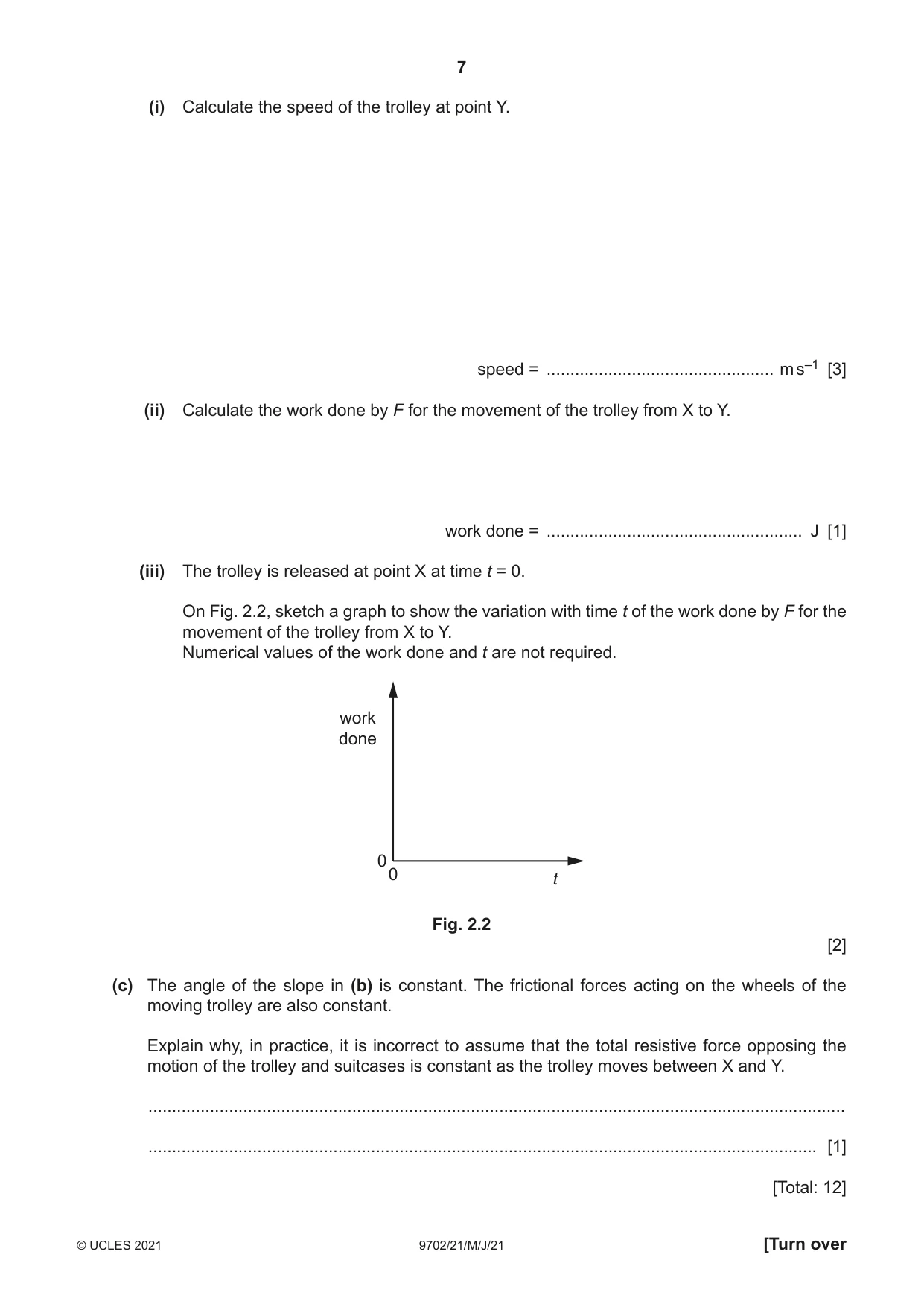 Cambridge A Level Physics 9702 2021 May/June Paper 2 · Variant 1 question paper, page 7 of 16