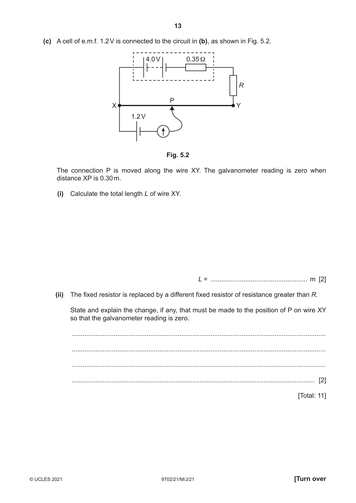 Cambridge A Level Physics 9702 2021 May/June Paper 2 · Variant 1 question paper, page 13 of 16