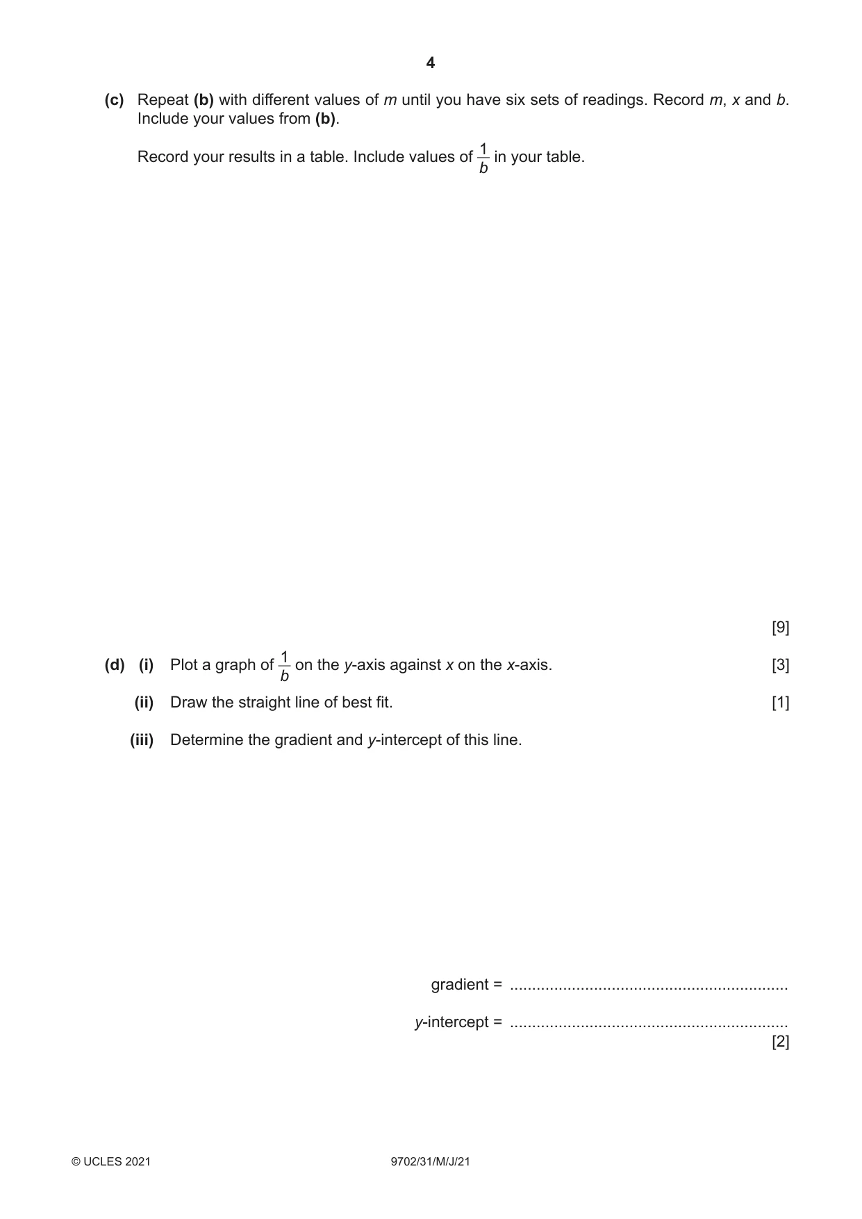 Cambridge A Level Physics 9702 2021 May/June Paper 3 · Variant 1 question paper, page 4 of 12