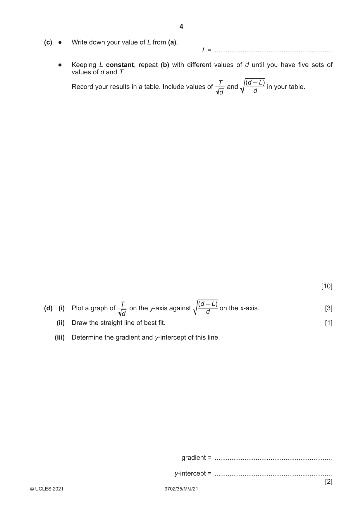 Cambridge A Level Physics 9702 2021 May/June Paper 3 · Variant 5 question paper, page 4 of 12