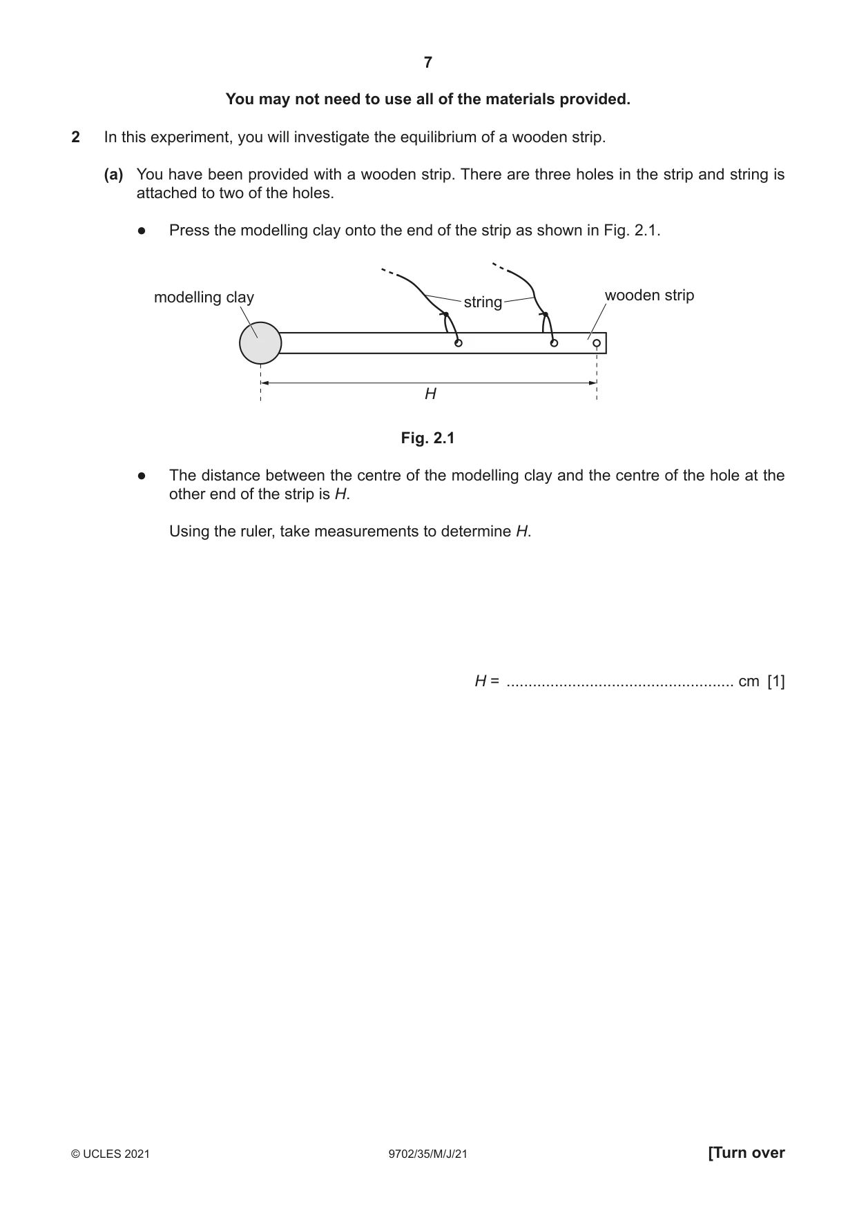 Cambridge A Level Physics 9702 2021 May/June Paper 3 · Variant 5 question paper, page 7 of 12
