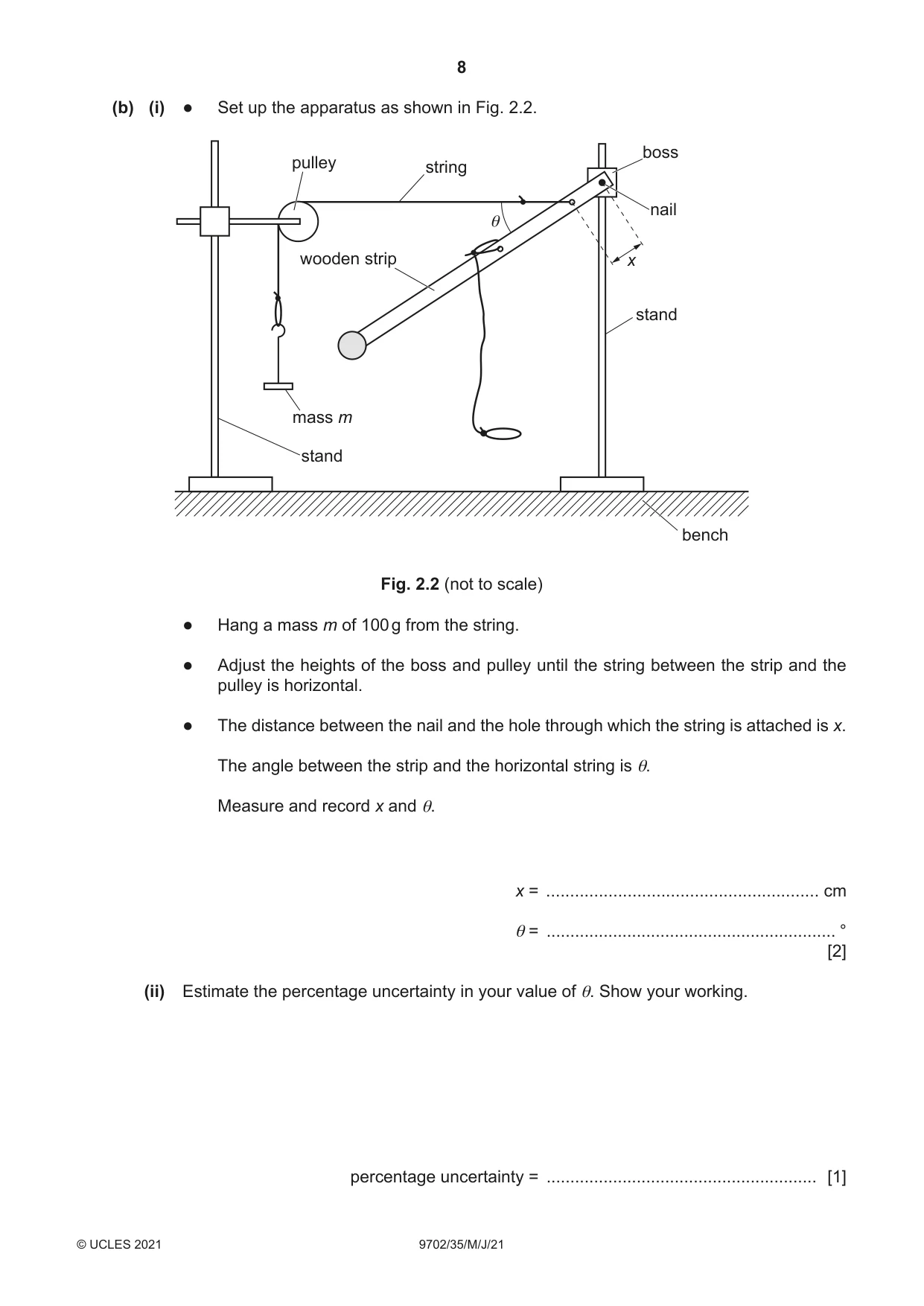 Cambridge A Level Physics 9702 2021 May/June Paper 3 · Variant 5 question paper, page 8 of 12