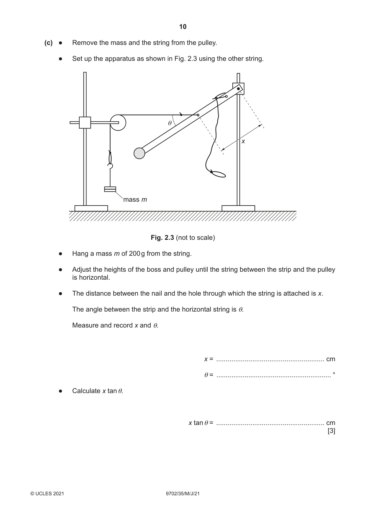 Cambridge A Level Physics 9702 2021 May/June Paper 3 · Variant 5 question paper, page 10 of 12
