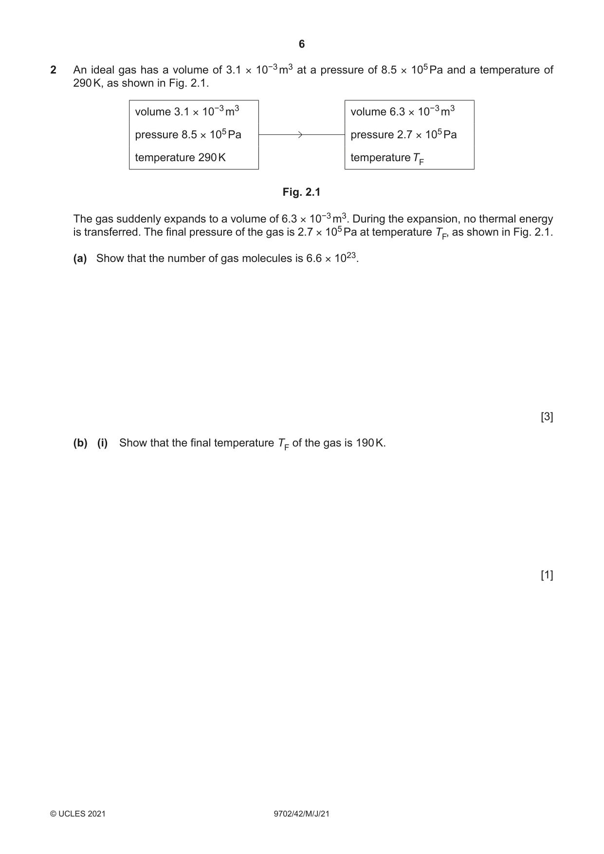 Cambridge A Level Physics 9702 2021 May/June Paper 4 · Variant 2 question paper, page 6 of 28