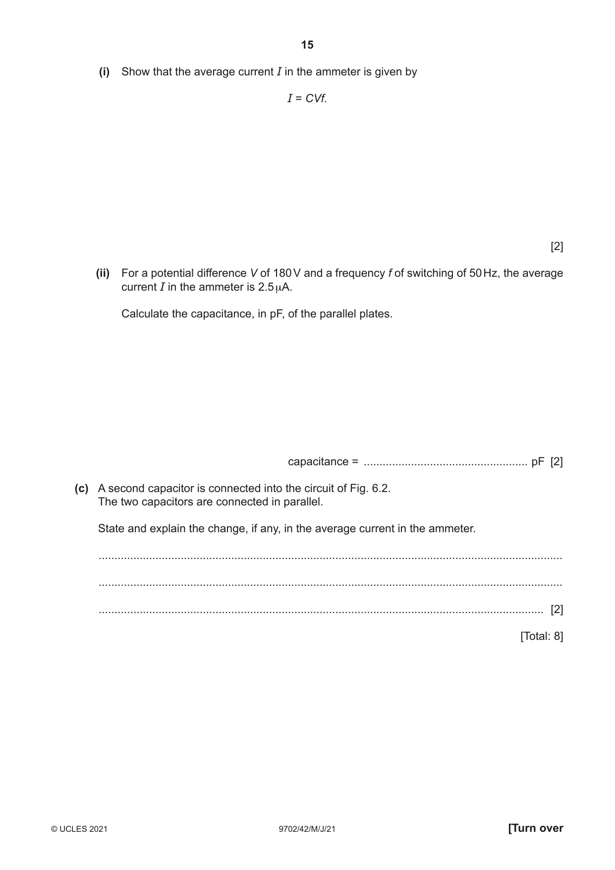 Cambridge A Level Physics 9702 2021 May/June Paper 4 · Variant 2 question paper, page 15 of 28