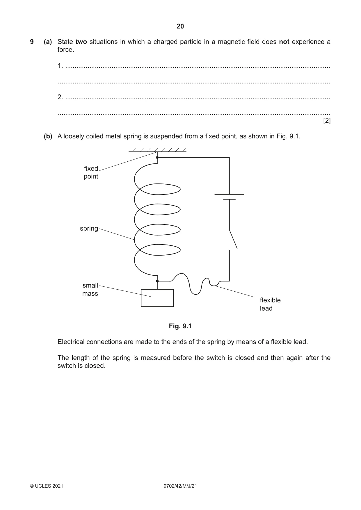 Cambridge A Level Physics 9702 2021 May/June Paper 4 · Variant 2 question paper, page 20 of 28