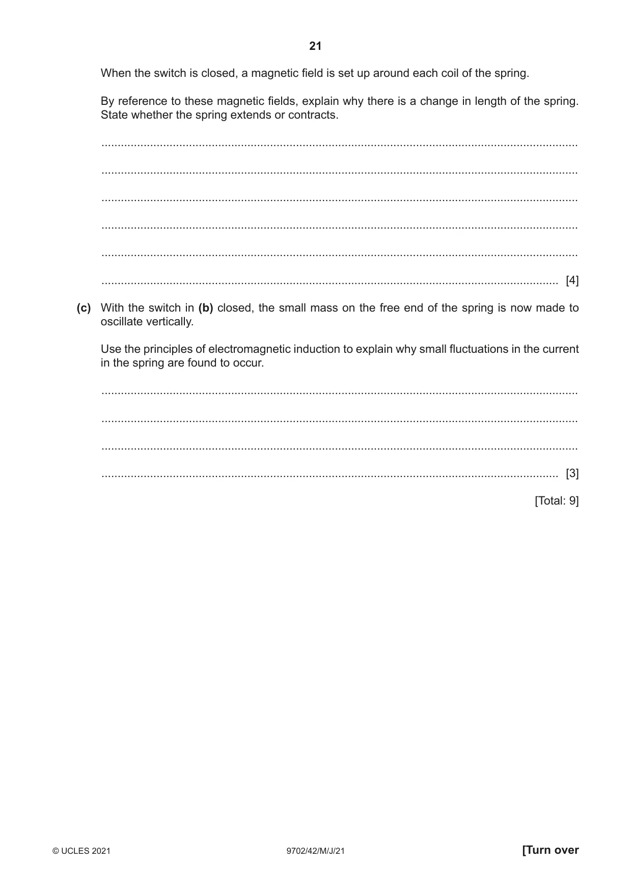 Cambridge A Level Physics 9702 2021 May/June Paper 4 · Variant 2 question paper, page 21 of 28