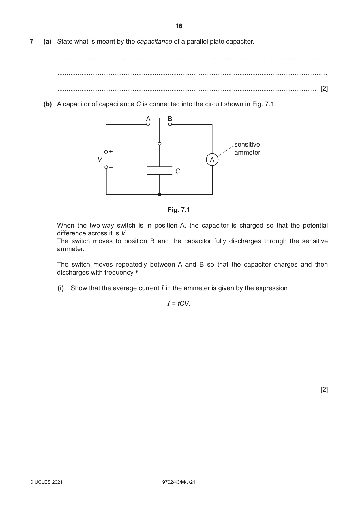 Cambridge A Level Physics 9702 2021 May/June Paper 4 · Variant 3 question paper, page 16 of 28