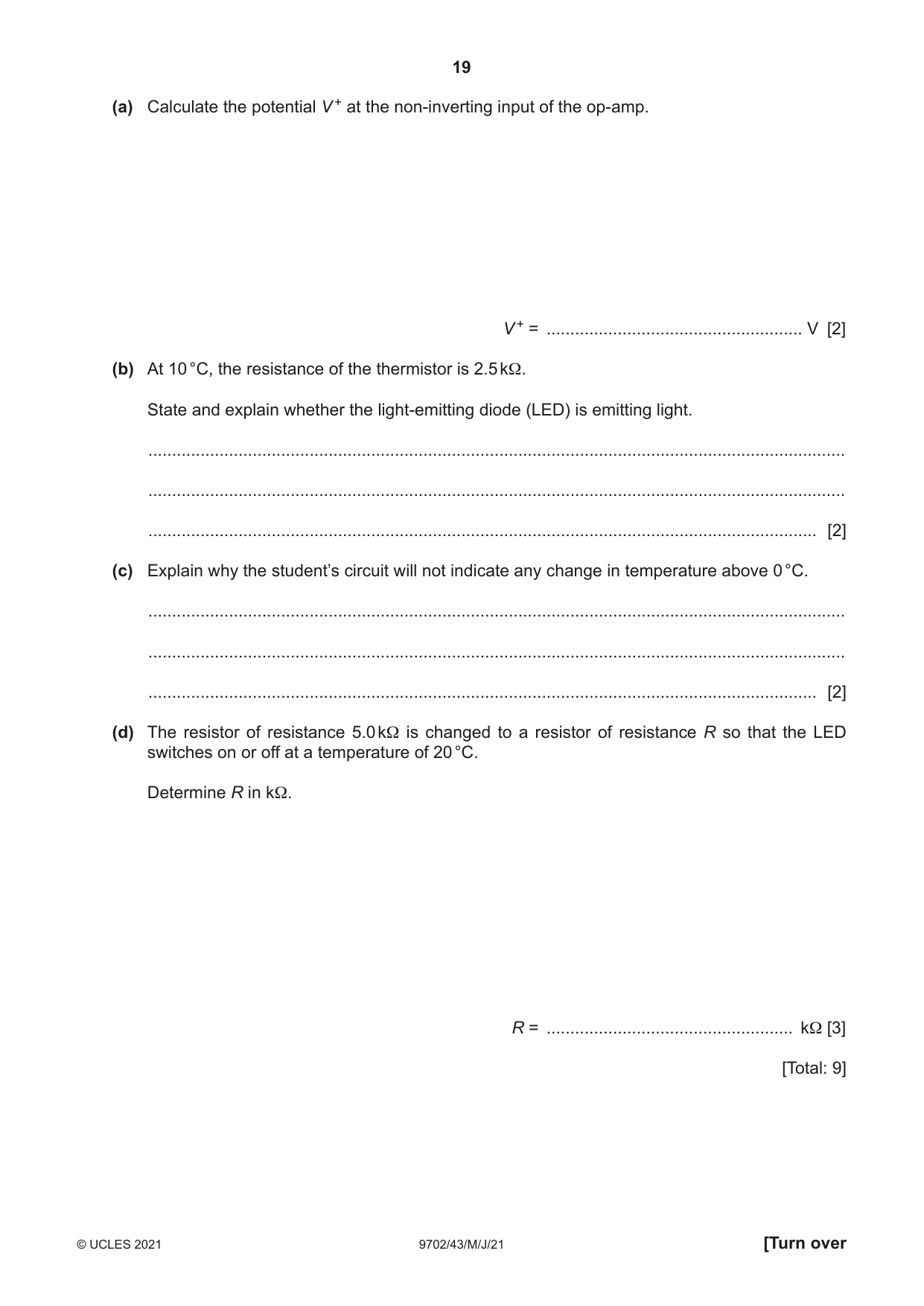 Cambridge A Level Physics 9702 2021 May/June Paper 4 · Variant 3 question paper, page 19 of 28