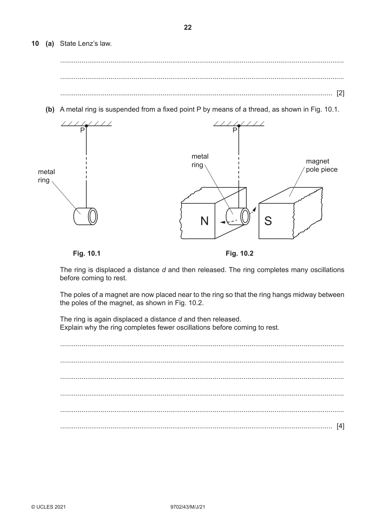 Cambridge A Level Physics 9702 2021 May/June Paper 4 · Variant 3 question paper, page 22 of 28