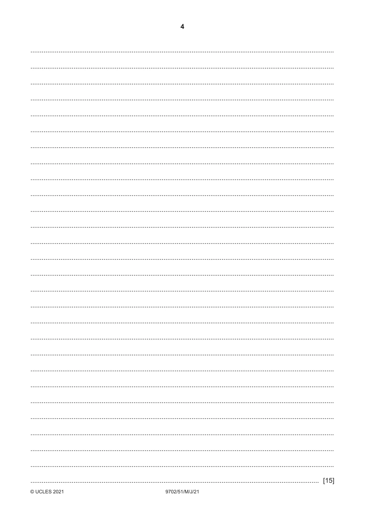 Cambridge A Level Physics 9702 2021 May/June Paper 5 · Variant 1 question paper, page 4 of 8
