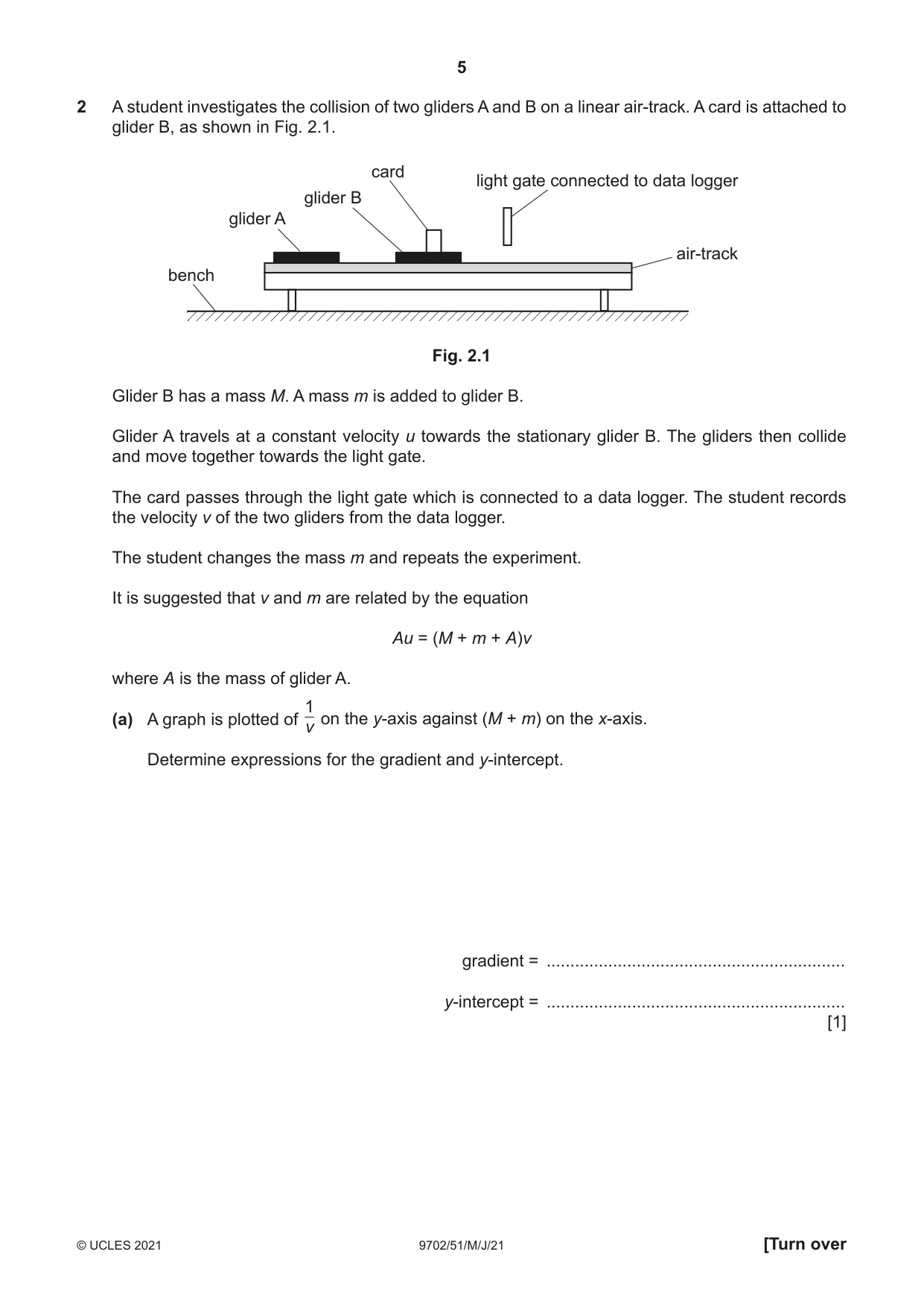 Cambridge A Level Physics 9702 2021 May/June Paper 5 · Variant 1 question paper, page 5 of 8