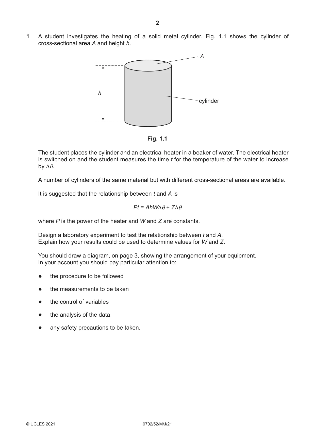 Cambridge A Level Physics 9702 2021 May/June Paper 5 · Variant 2 question paper, page 2 of 8