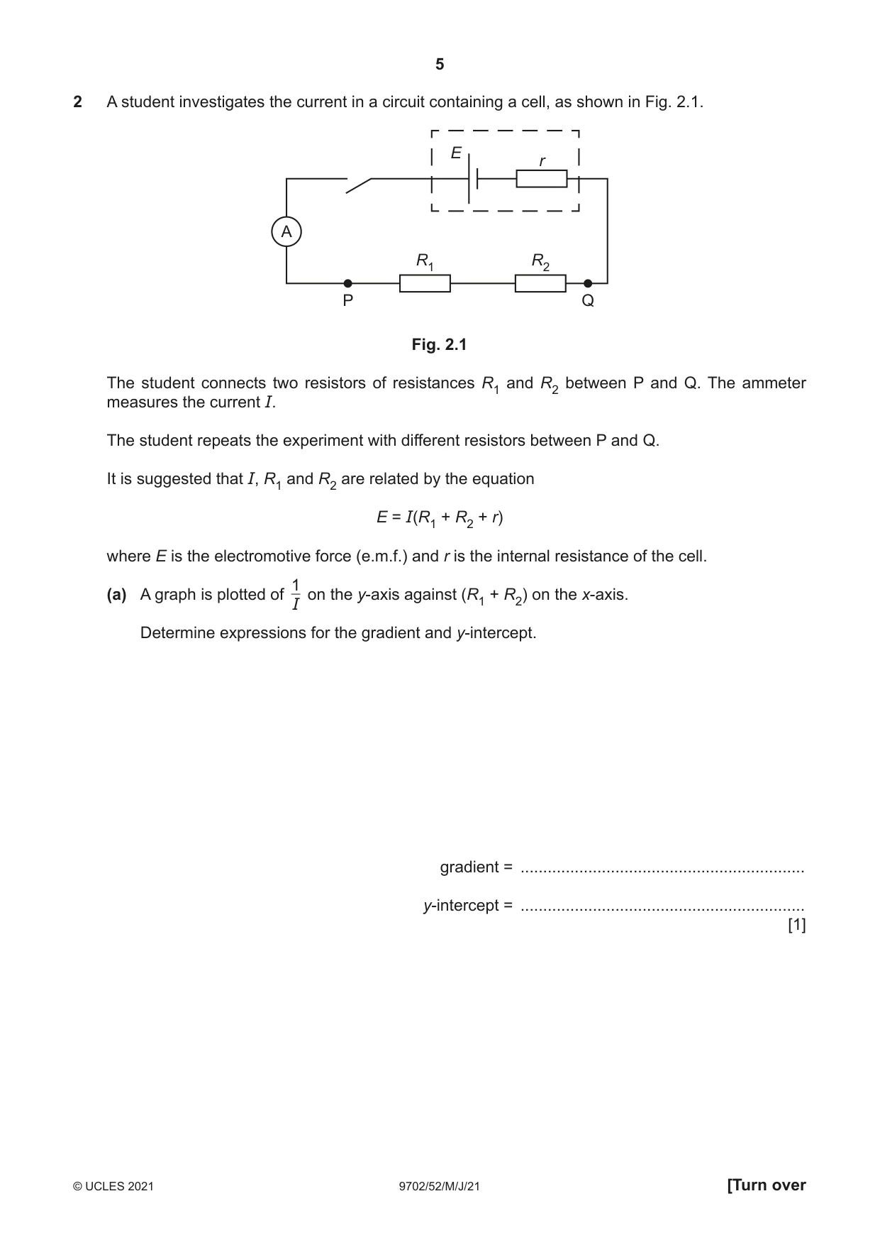 Cambridge A Level Physics 9702 2021 May/June Paper 5 · Variant 2 question paper, page 5 of 8