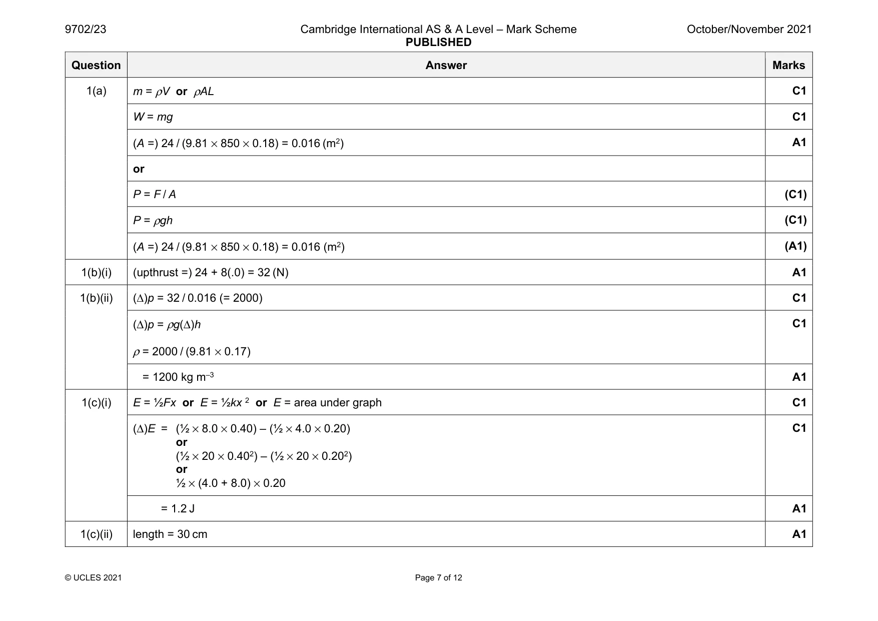 Mark scheme, page 7 of 12