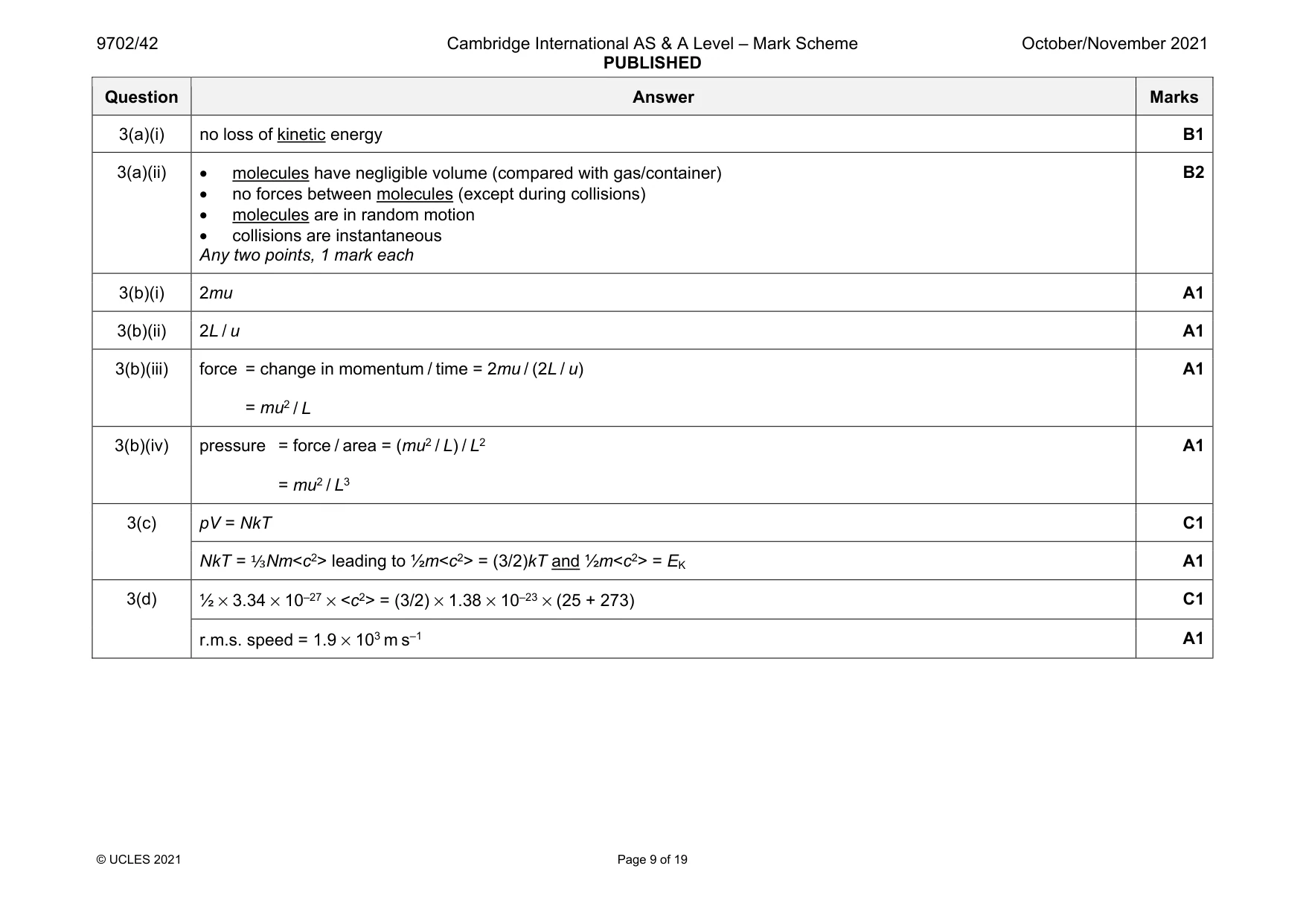Mark scheme, page 9 of 19