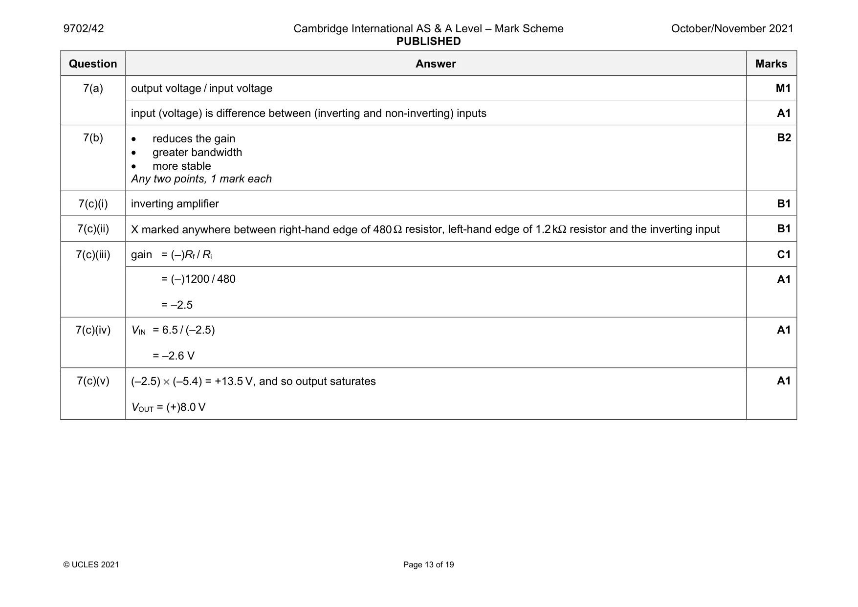 Mark scheme, page 13 of 19
