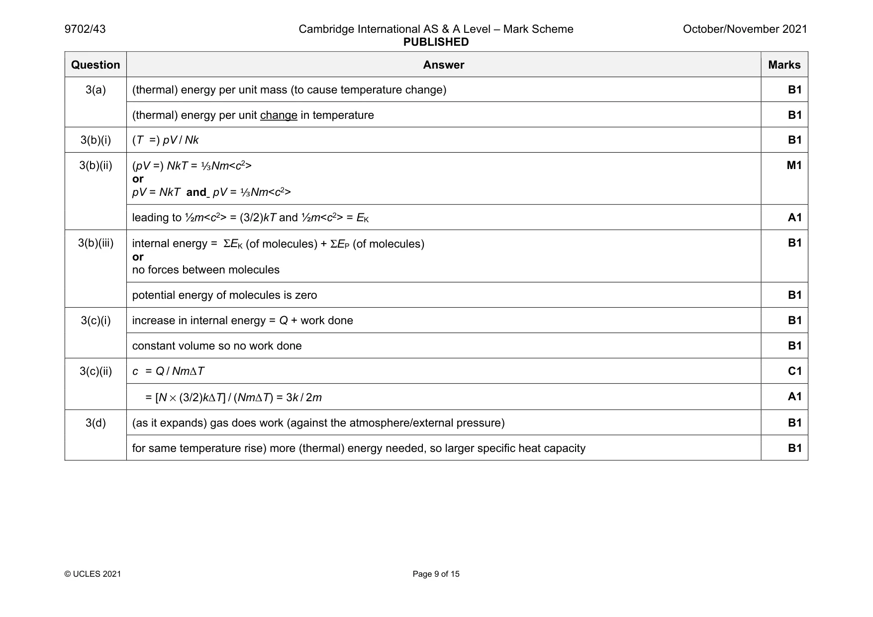 Mark scheme, page 9 of 15